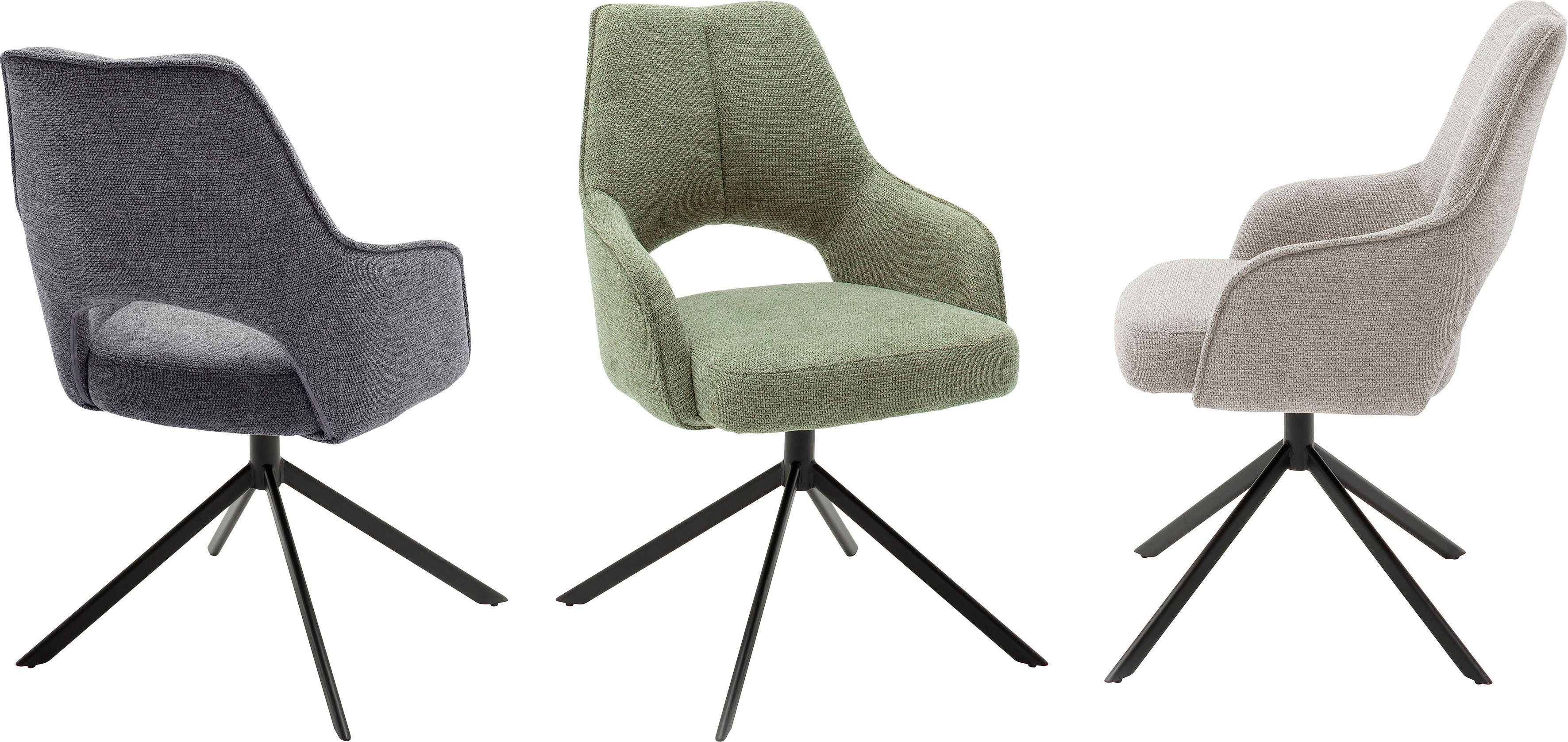 MCA furniture Stoel met armleuningen BANGOR (2-set), draaibaar 180°, pocketvering, zithoogte ca. 49 cm (2 stuks)