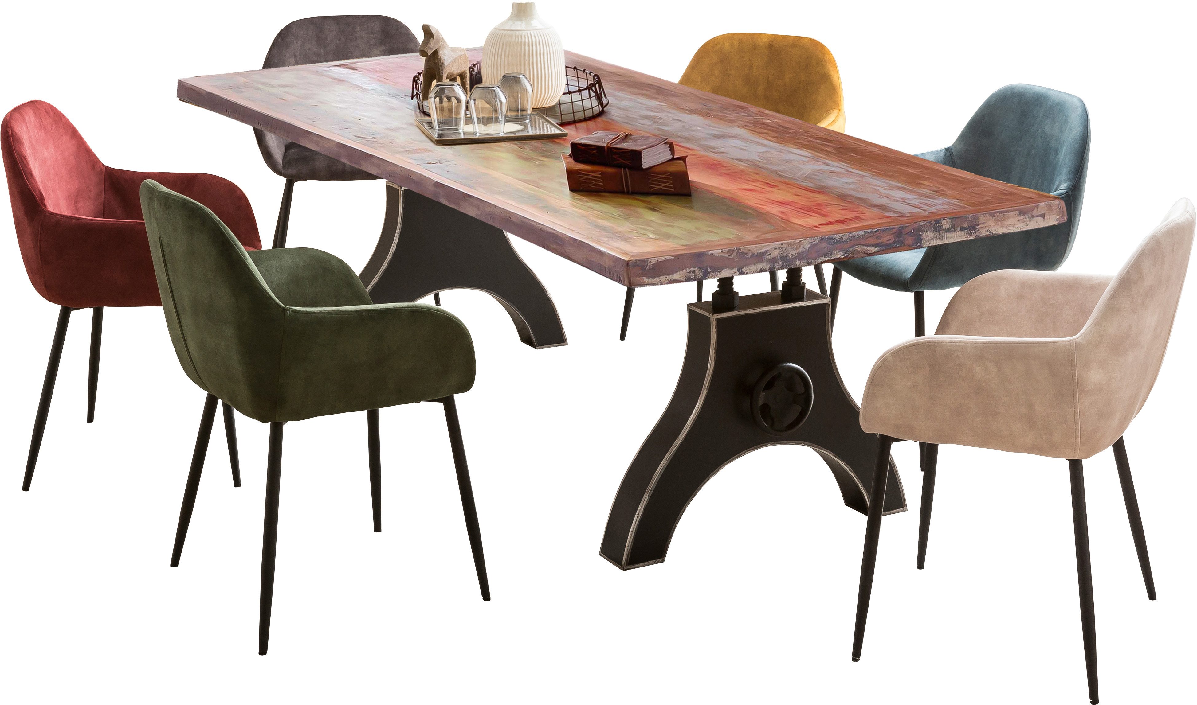 SIT Eettafel Blad van kleurrijk gelakt oud hout