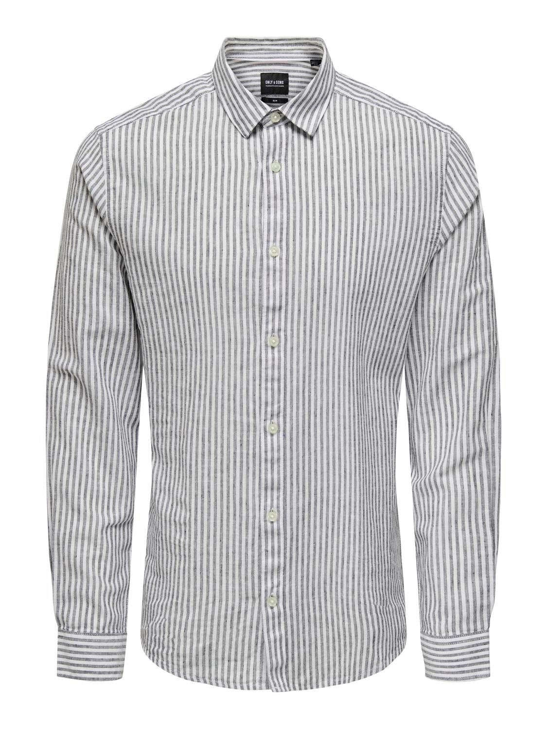 ONLY & SONS Overhemd met korte mouwen ONSCAIDEN LS STRIPE LINEN SHIRT 660 NOOS