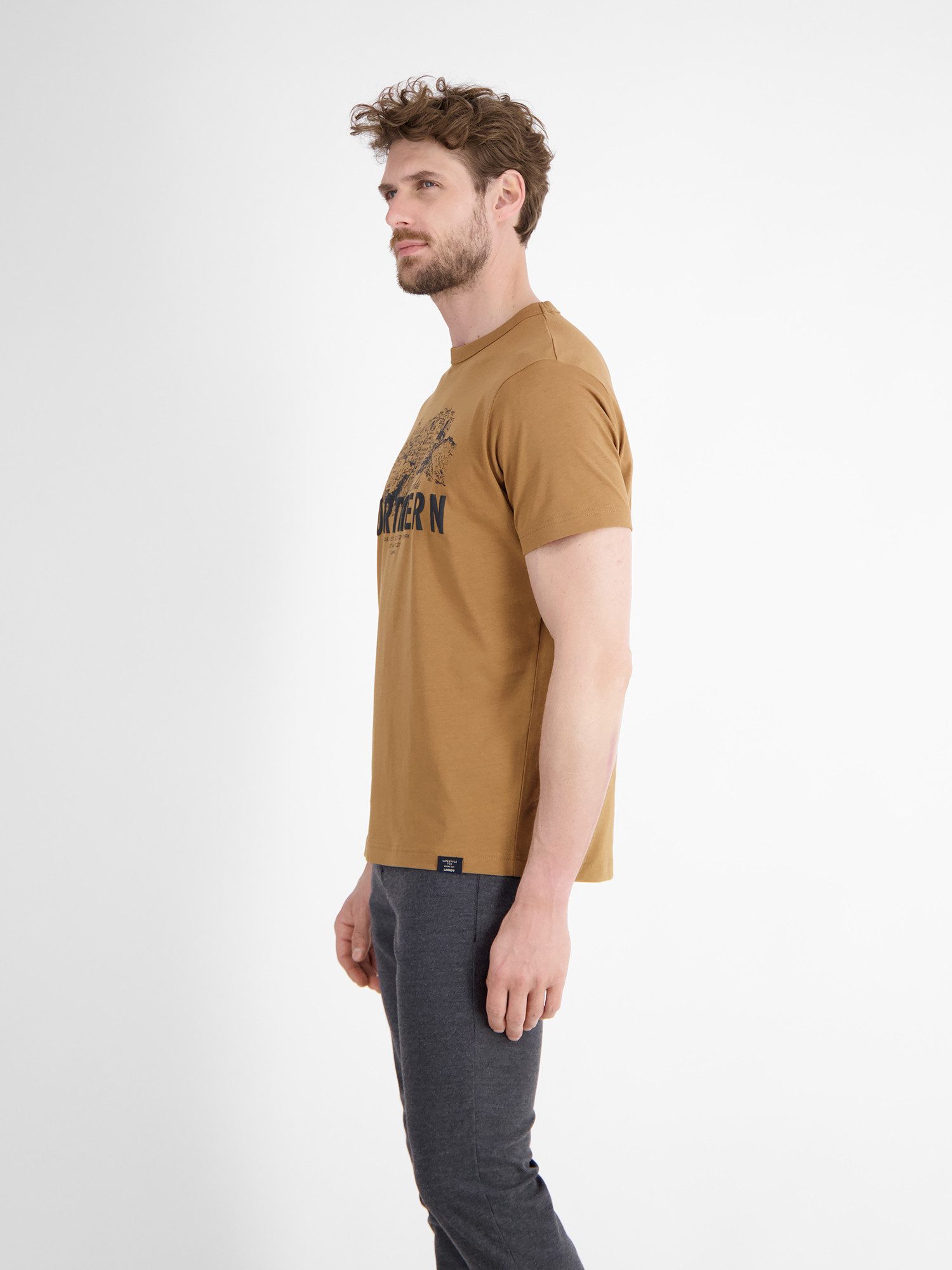 Lerros T-shirt LERROS Effen T-shirt met borstprint