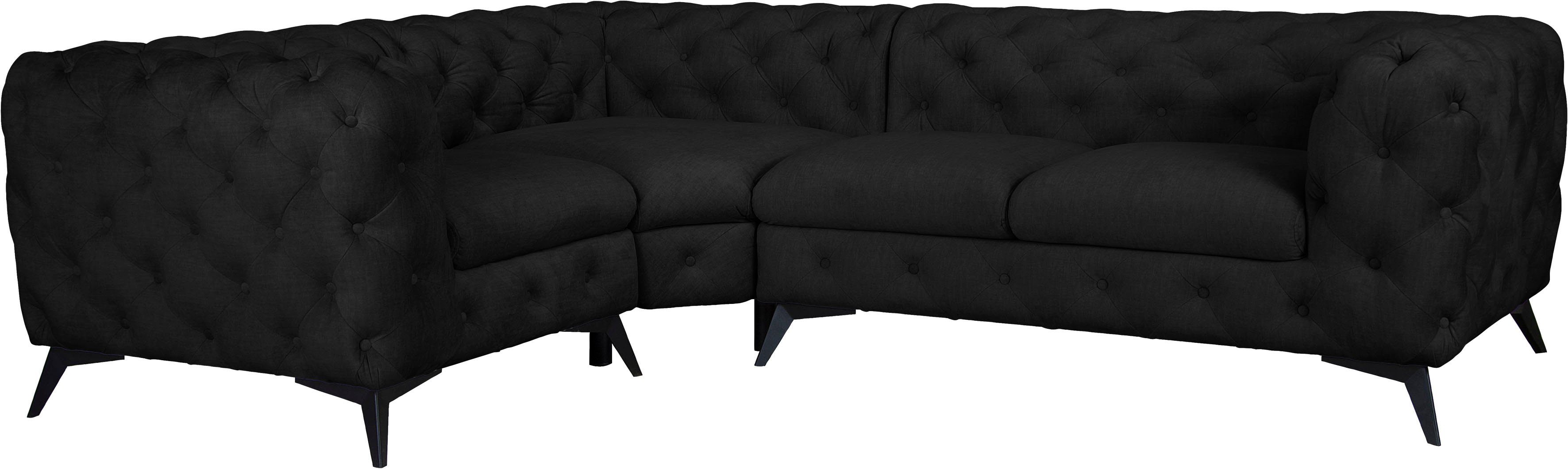 Leonique Chesterfield-bank Glynis L-vorm luxueuze capitonnage, moderne chesterfield look, kleur van de poten ter keuze