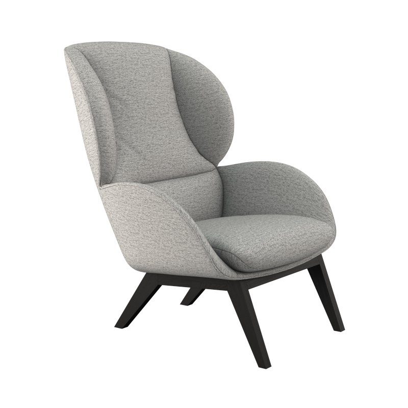 FLEXLUX Oorfauteuil Adria designstoel, loungestoel, Stijl & comfort, organische vorm, zwarte houten voet