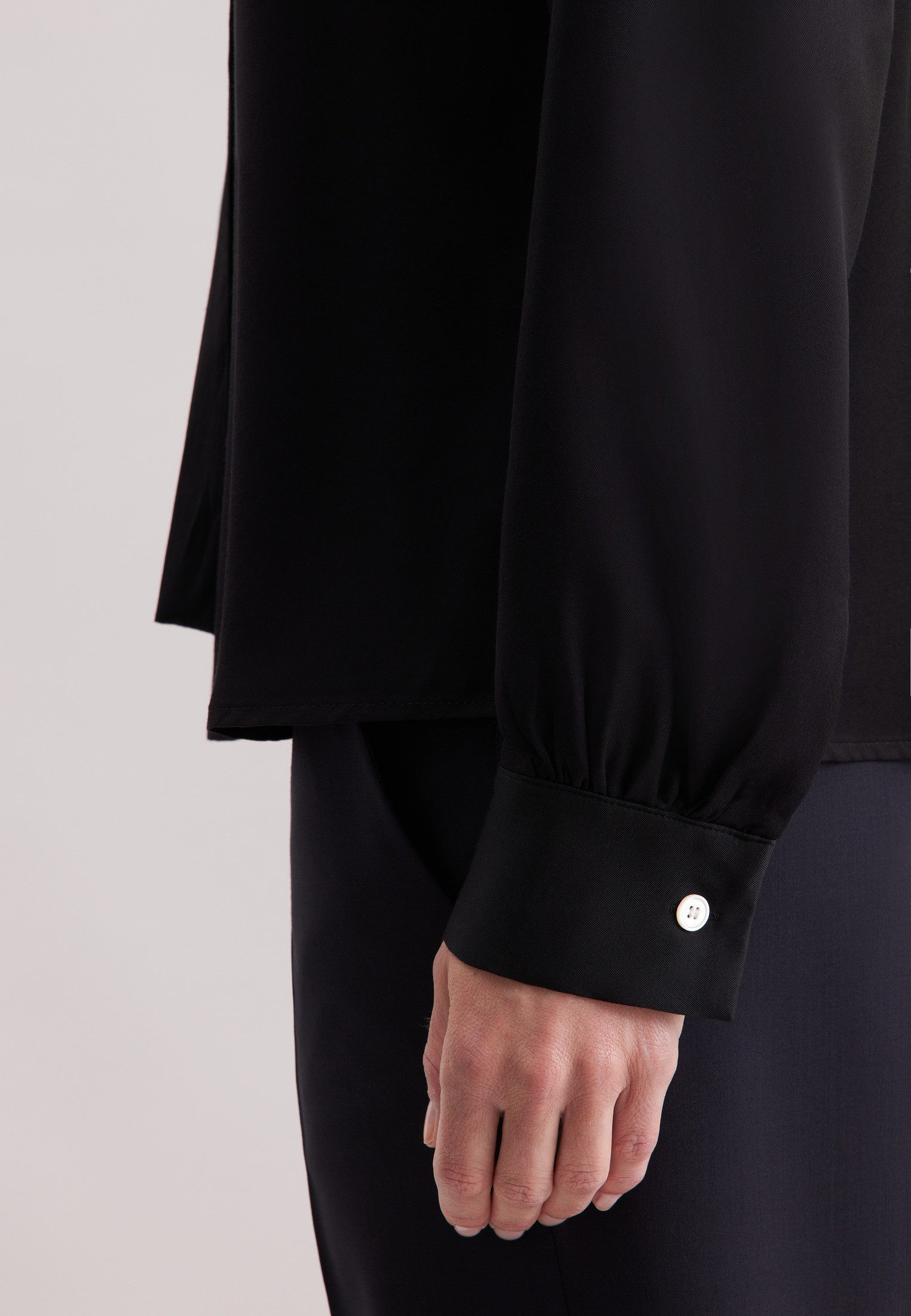 seidensticker Overhemdblouse Zwarte roos Lange mouwen kraag uni