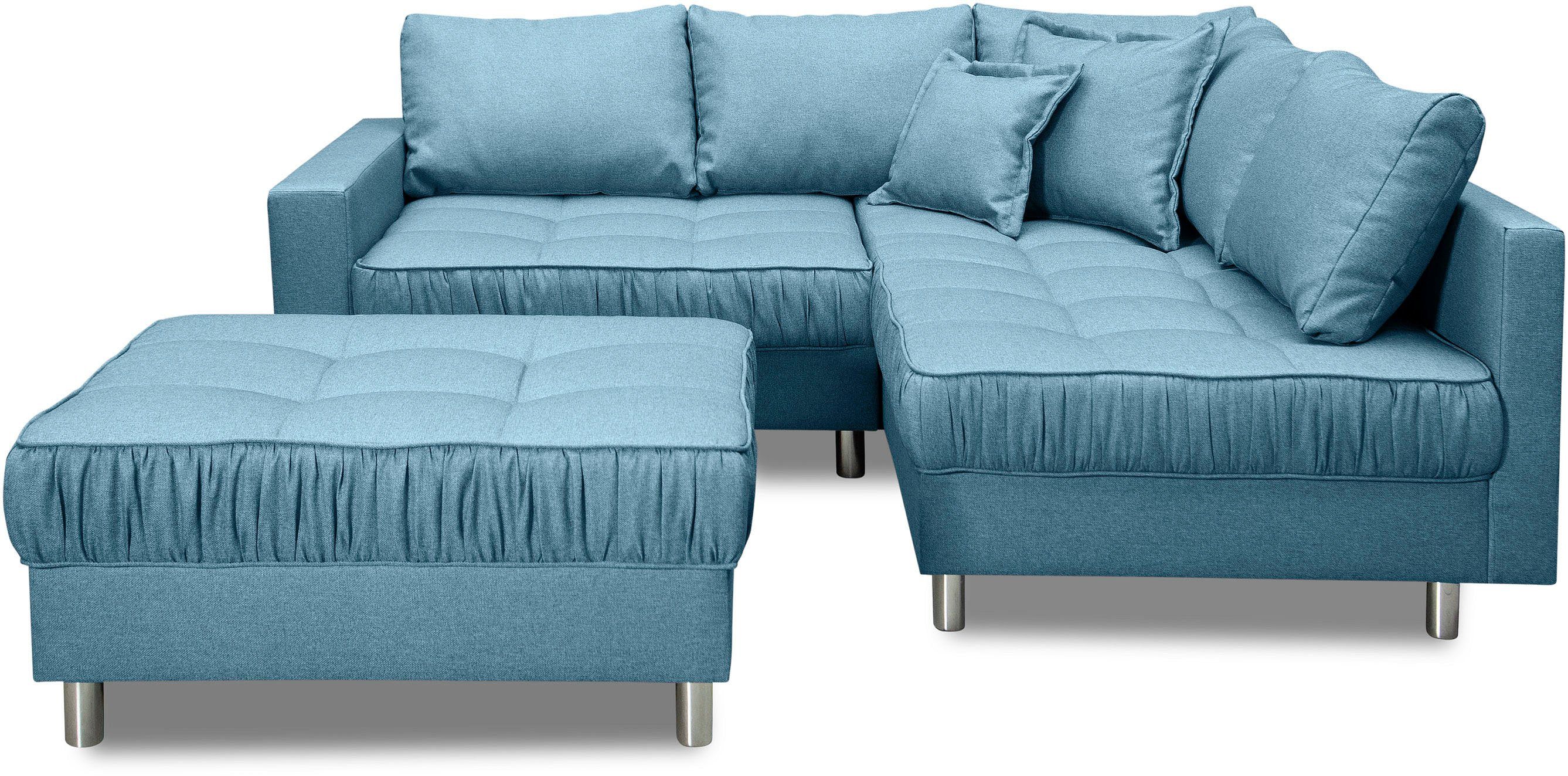 COLLECTION AB Hoekbank Cannes L-vorm met hocker, inclusief slaapfunctie