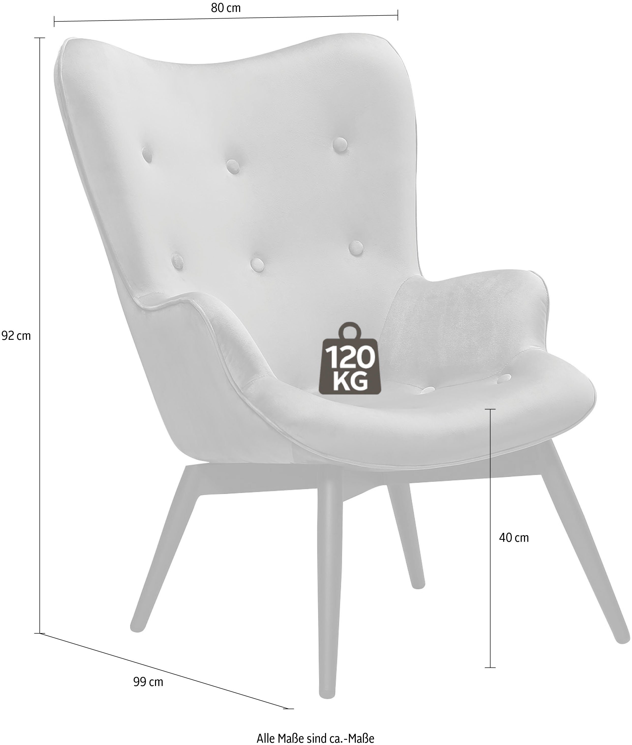 SalesFever Fauteuil Decoratieve knopen in de rugleuning (1 stuk)
