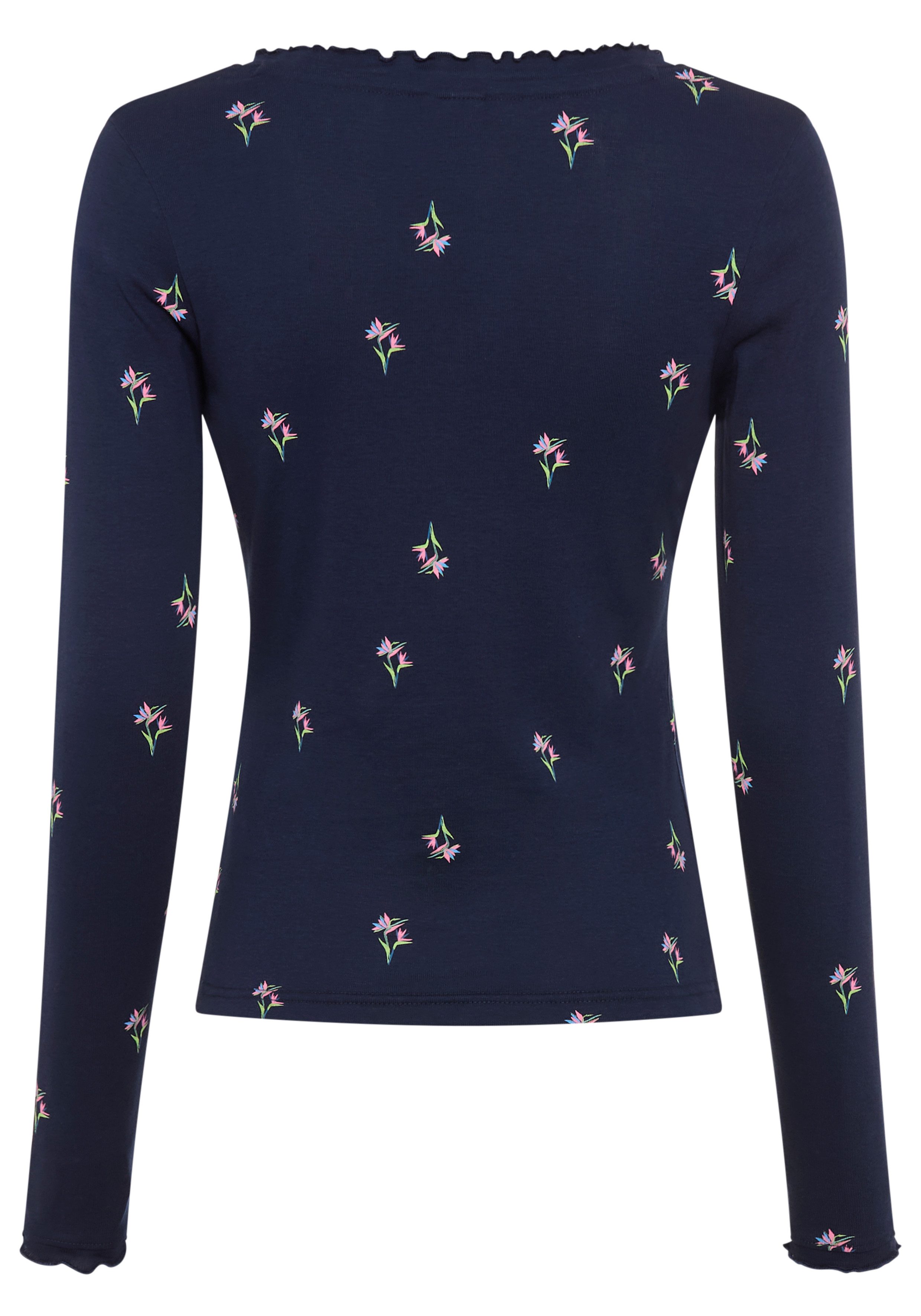 KangaROOS Shirt met lange mouwen met bloemenprint en knoopsluiting