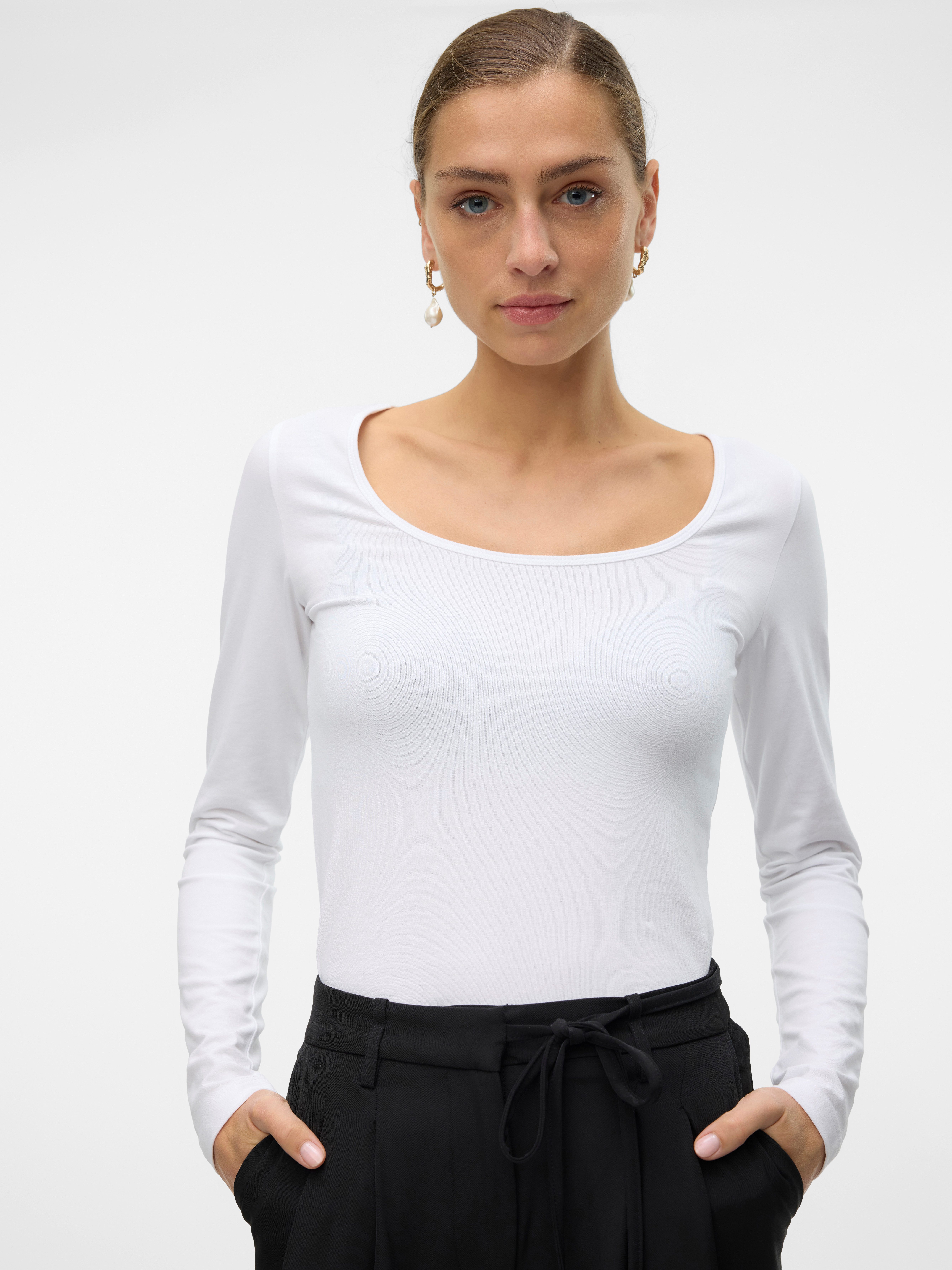 Vero Moda Shirt met lange mouwen VMLULU LS U-NECK TOP JRS GA NOOS