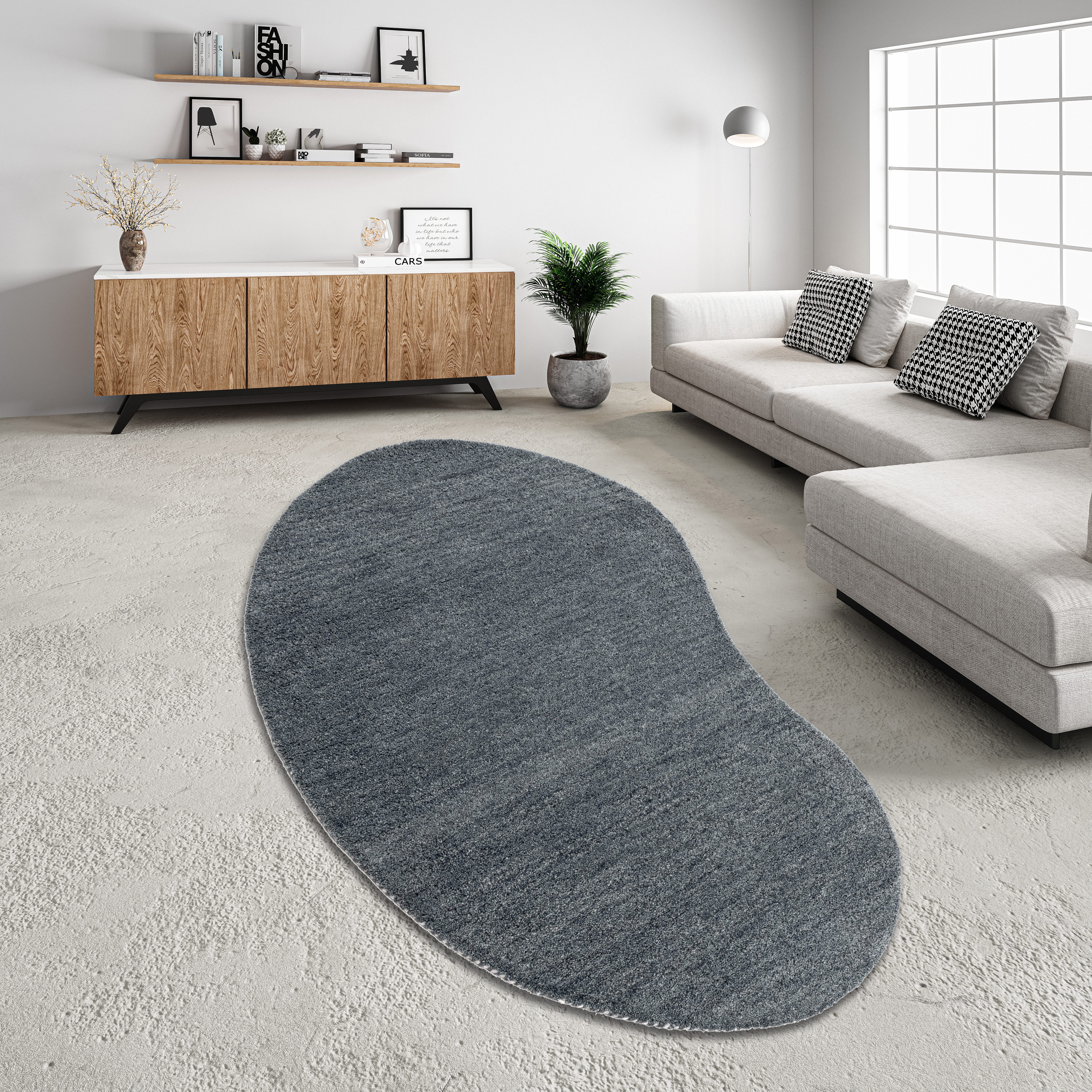 THEKO Wollen kleed Gabbeh uni, Handgeweven vloerkleed, mêlee, zuivere wol, met de hand geweven