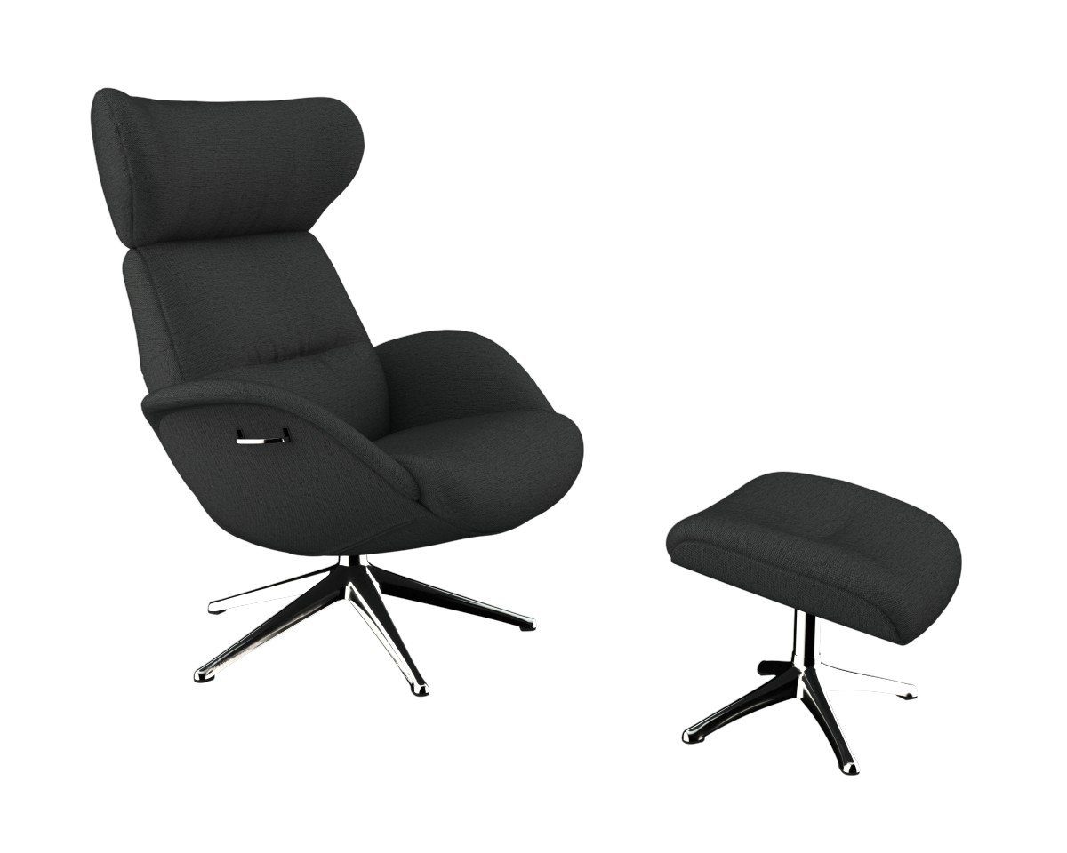 FLEXLUX Relaxfauteuil More, functionele stoel, gestoffeerde stoel, armleunstoel, TV-fauteuil Premium comfort, rug- en hoofdeindeverstelling, draaibaar, voet van aluminium