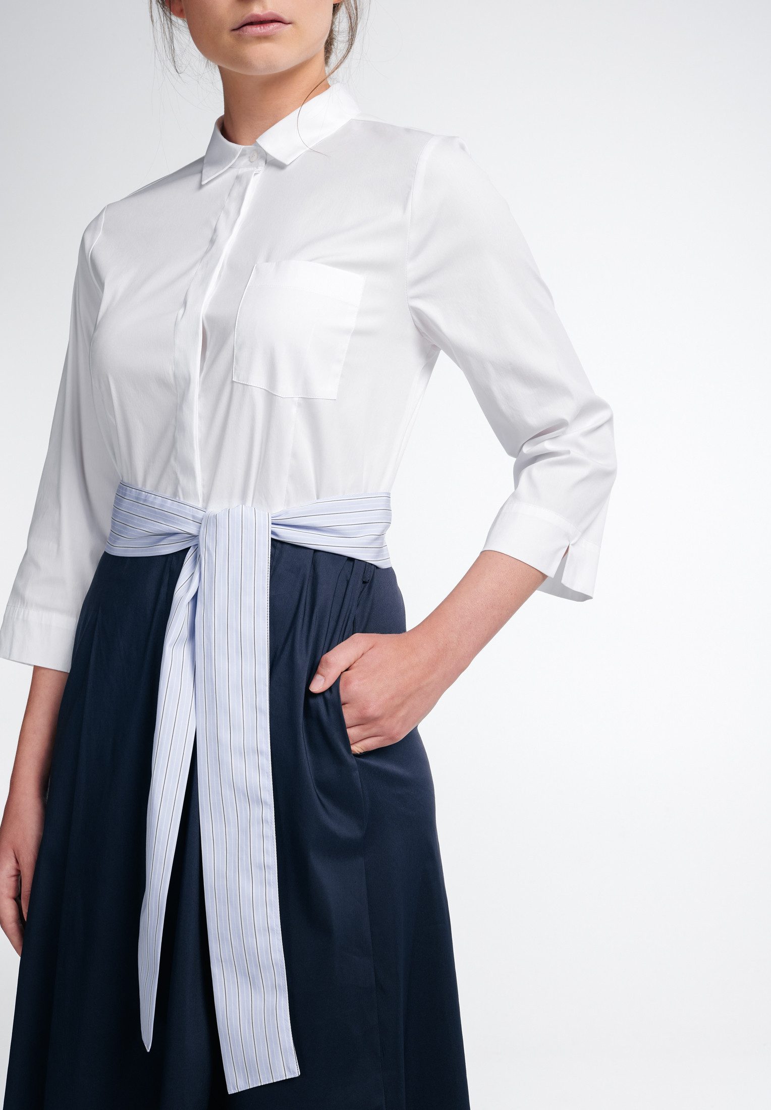 Eterna Jurk met overhemdkraag Regular fit