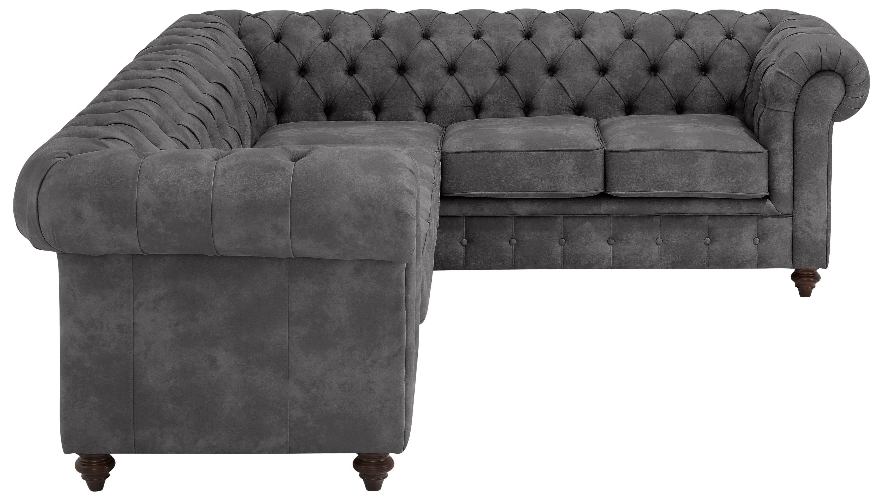 Home affaire Chesterfield-bank Chesterfield hoekbank, ook in leer L-vorm hoogwaardige knoopdetails, langer gedeelte links of rechts naar keuze