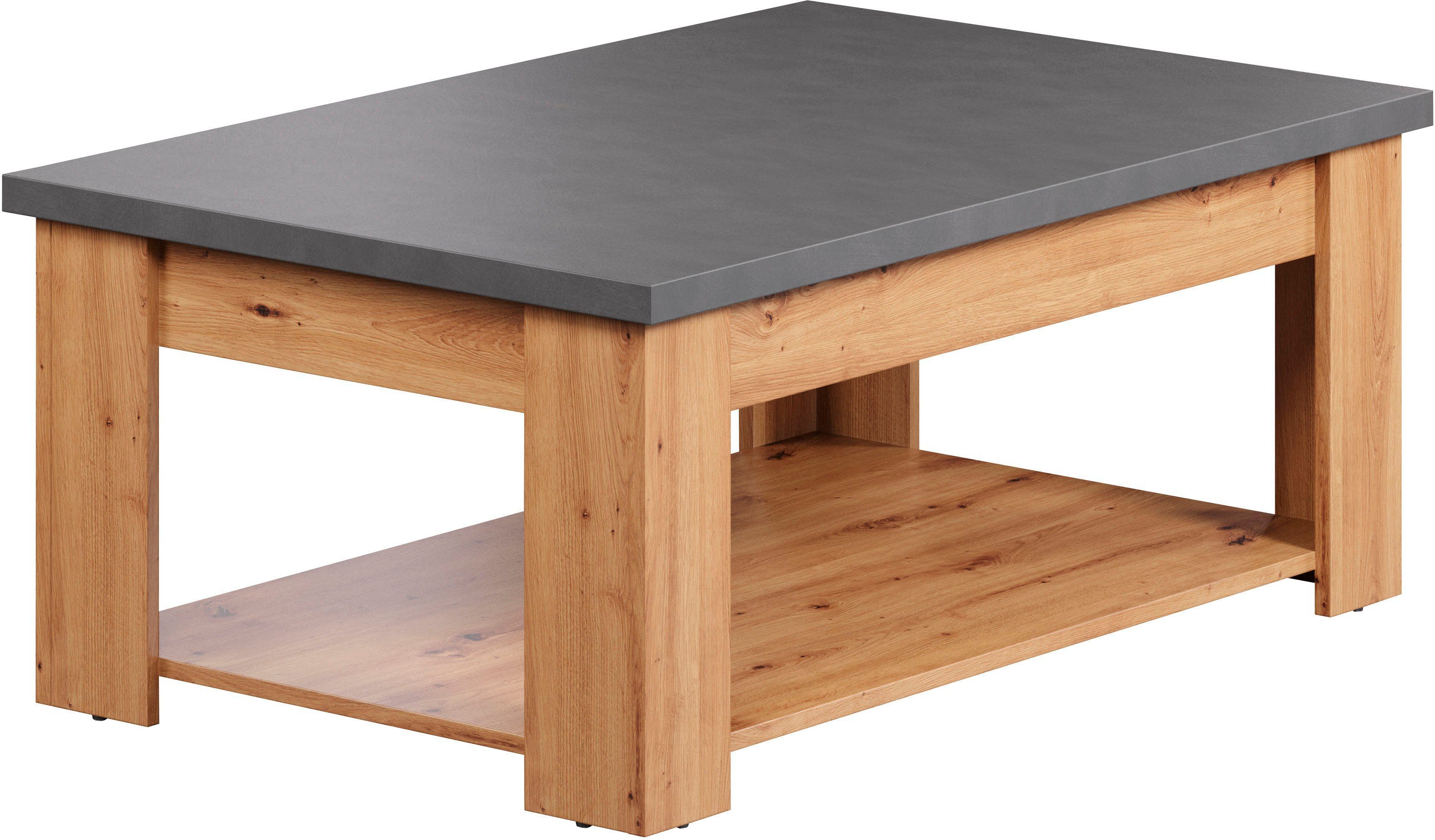 Home affaire Salontafel Ambres rechthoekige salontafel met plank - afmetingen (b/d/h) 120/67/46 cm (1 stuk)