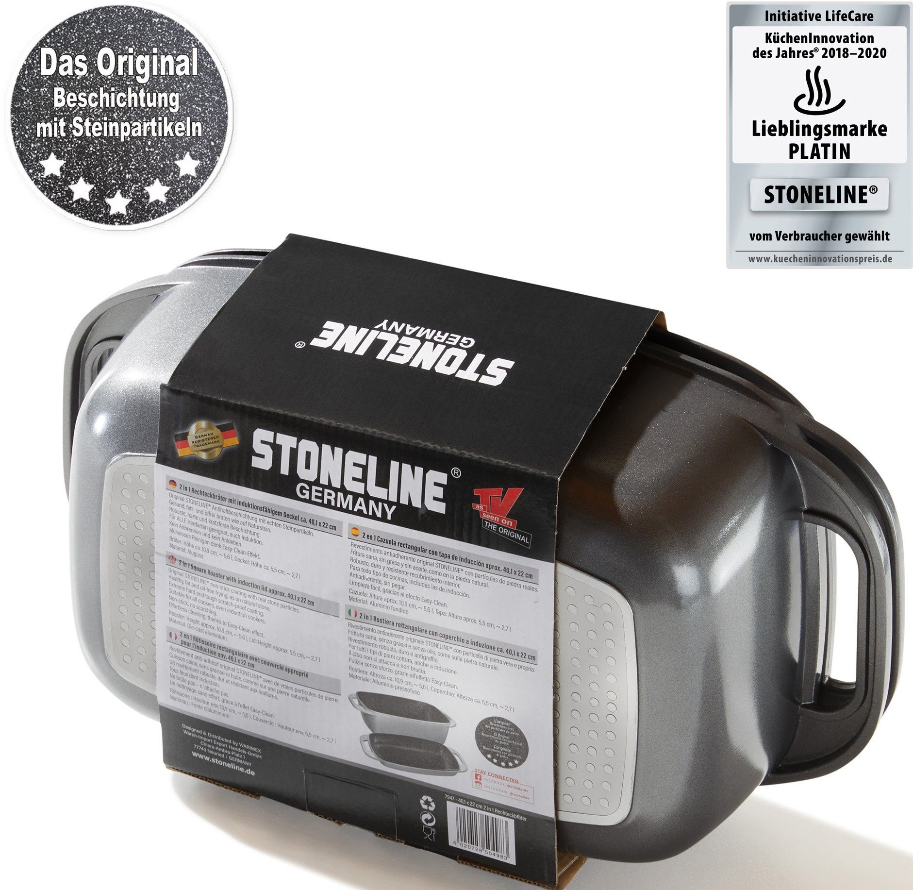 STONELINE Braadpan met aluminium schenkdeksel, inductie