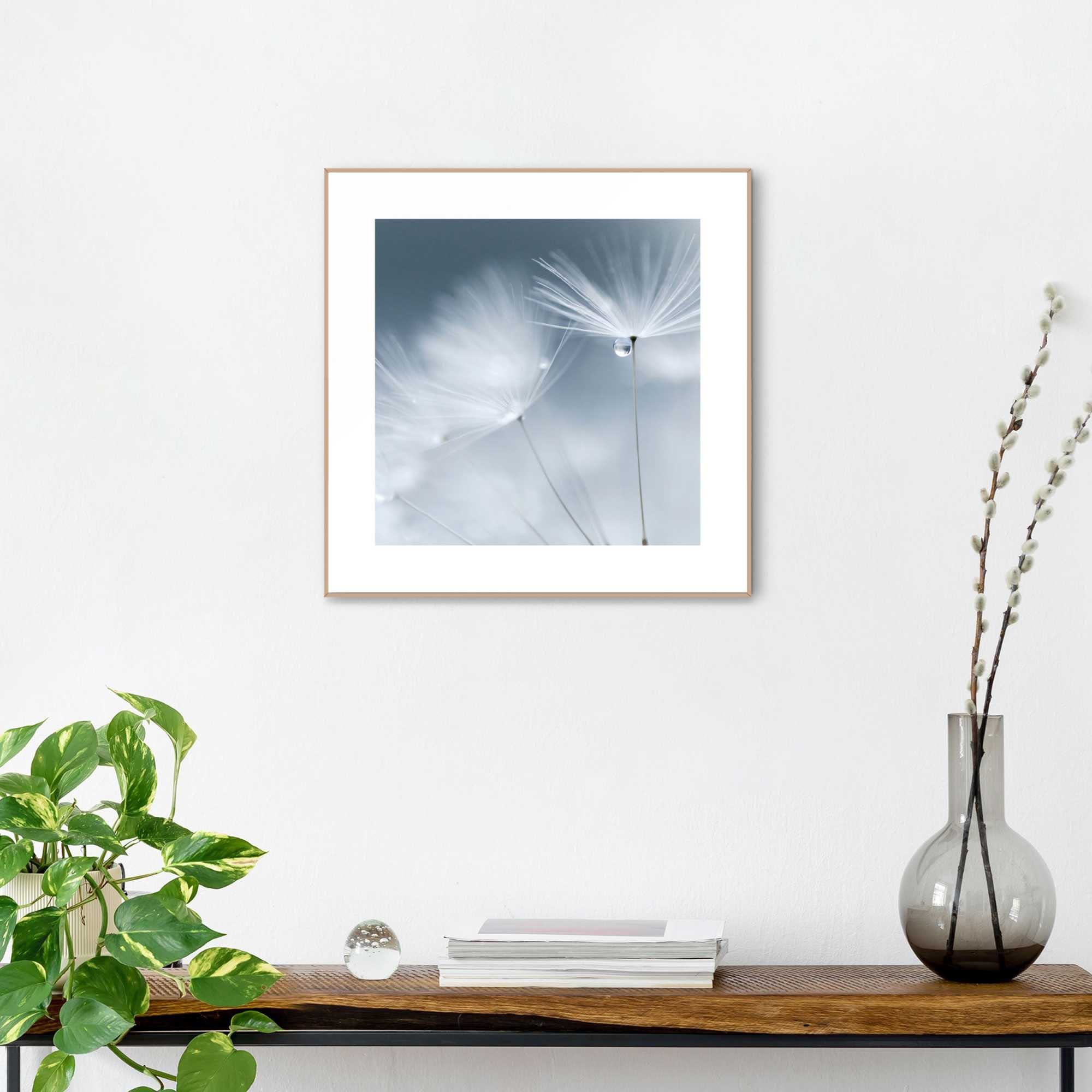 Reinders! Artprint Slim Frame Wood 50x50 Dewdrop Dandelion