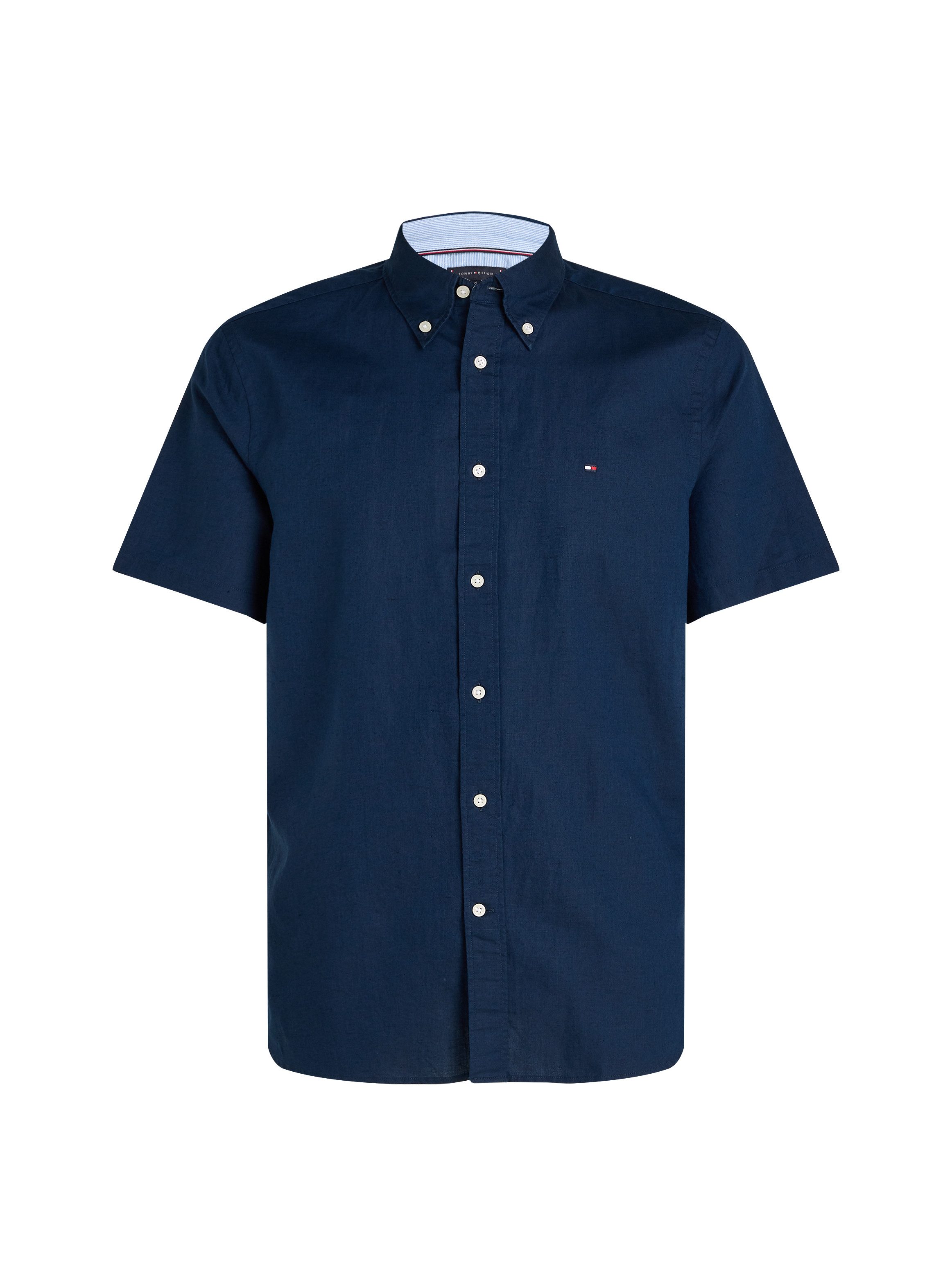 Tommy Hilfiger Overhemd met korte mouwen LINEN BLEND SOLID SS RF SHIRT