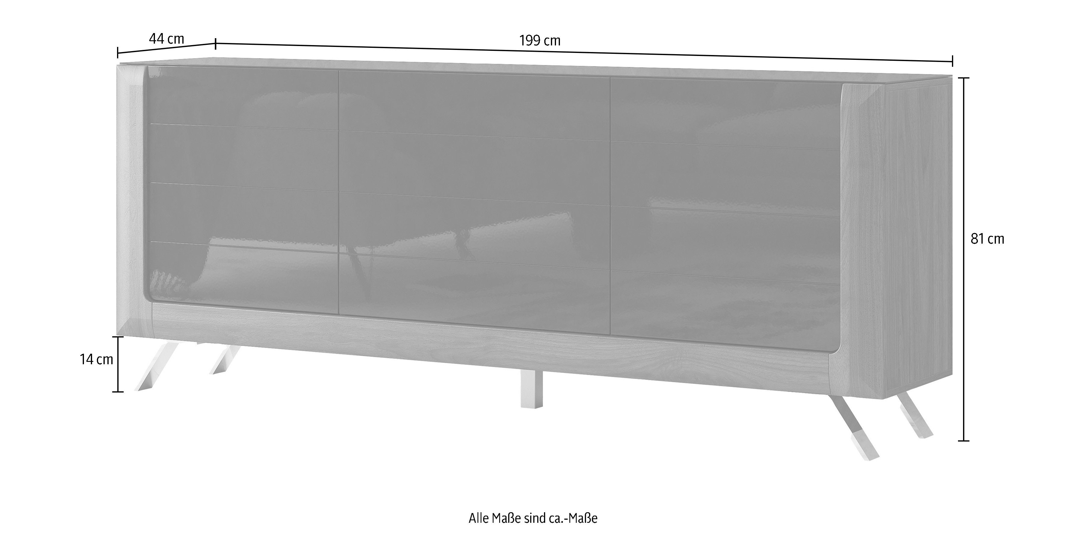 Leonique Dressoir Kasai Breedte 199 cm, met 3 deuren