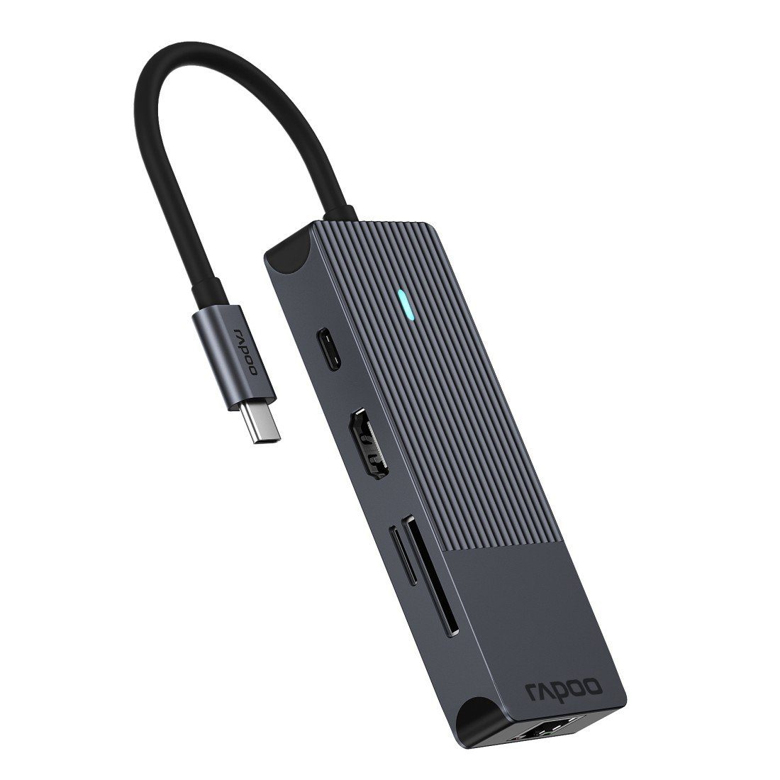 Rapoo USB-adapter UCM-2004 USB-C multiport adapter, 8in1, grijs