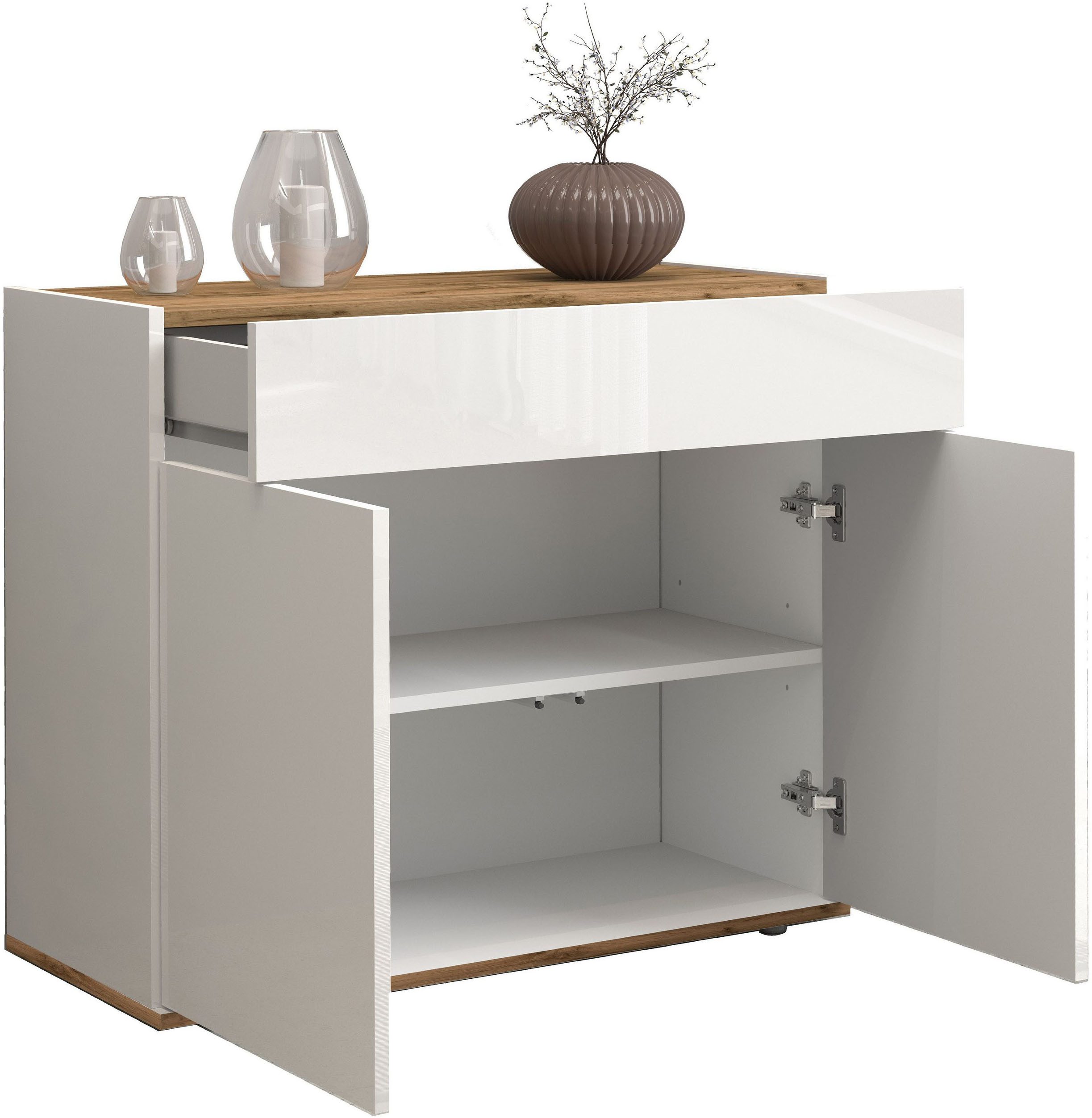 INOSIGN Dressoir Garda, Ladekast, Kast, Buffet 2 deuren, 1 lade, greeploos breedte 80,9 cm