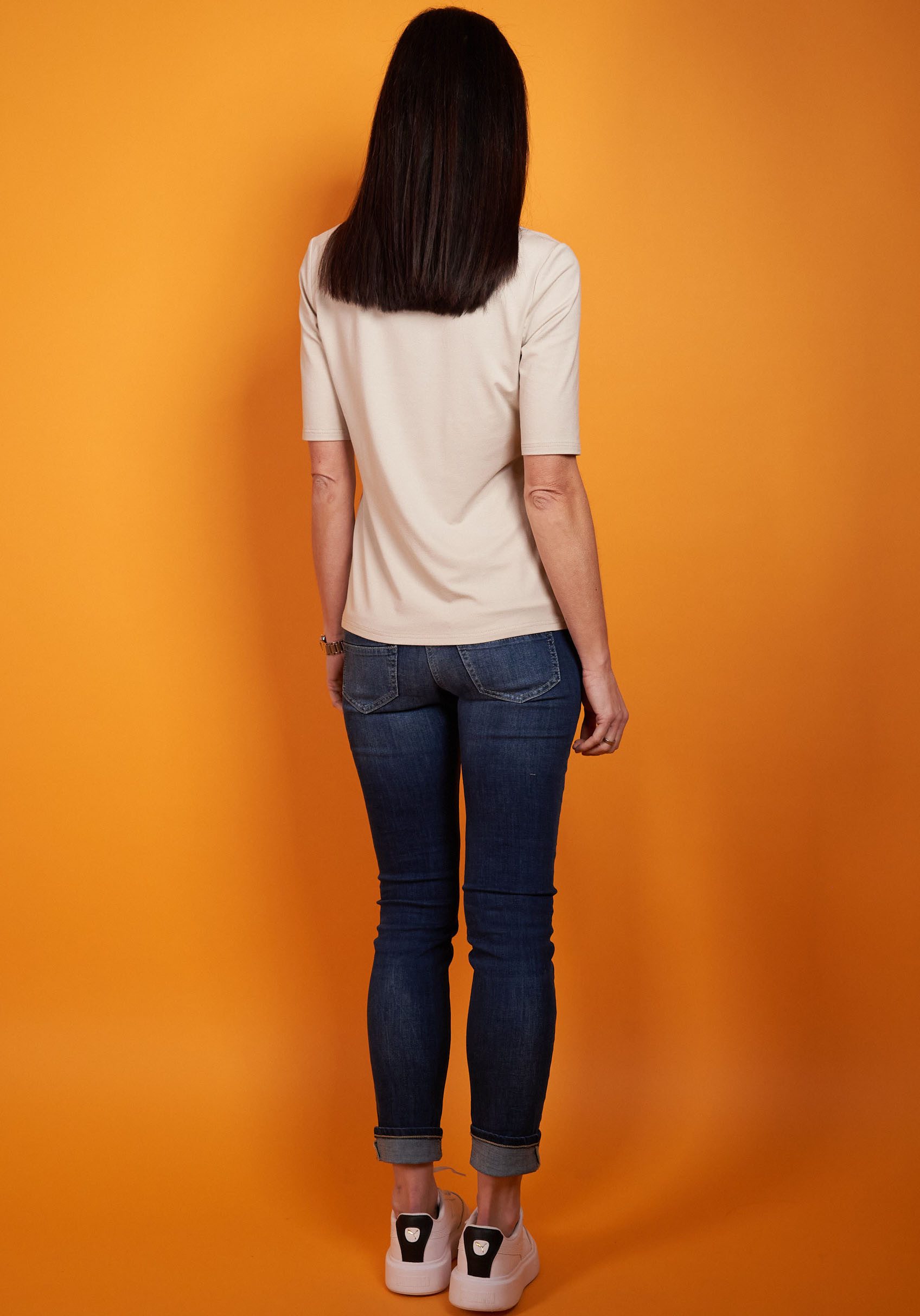 Seidel Moden Shirt met V-hals met halve mouwen van zacht materiaal, made in germany