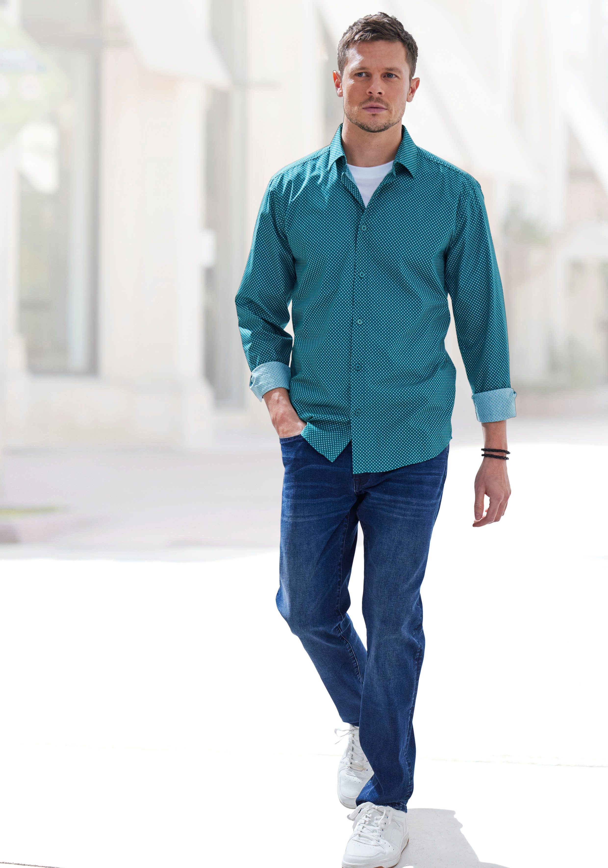 John Devin 5-pocket jeans Straight-fit Jeans in elastische denimkwaliteit