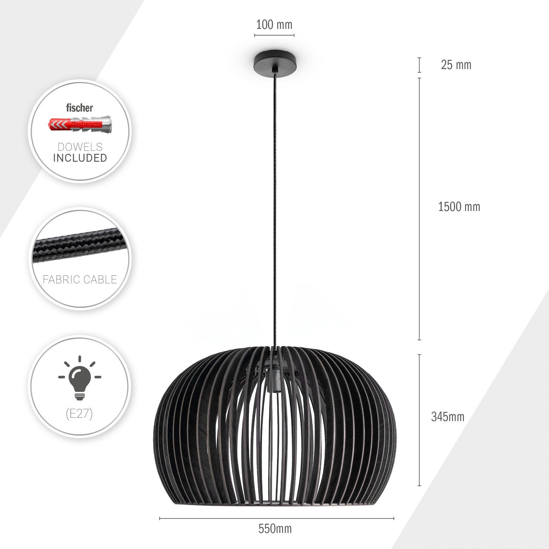 Paco Home Hanglamp PULU Pendellamp hout eettafel lamp Scandinavisch mand Boho E27 vintage