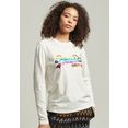 superdry shirt met lange mouwen met metallic rainbow logo design wit