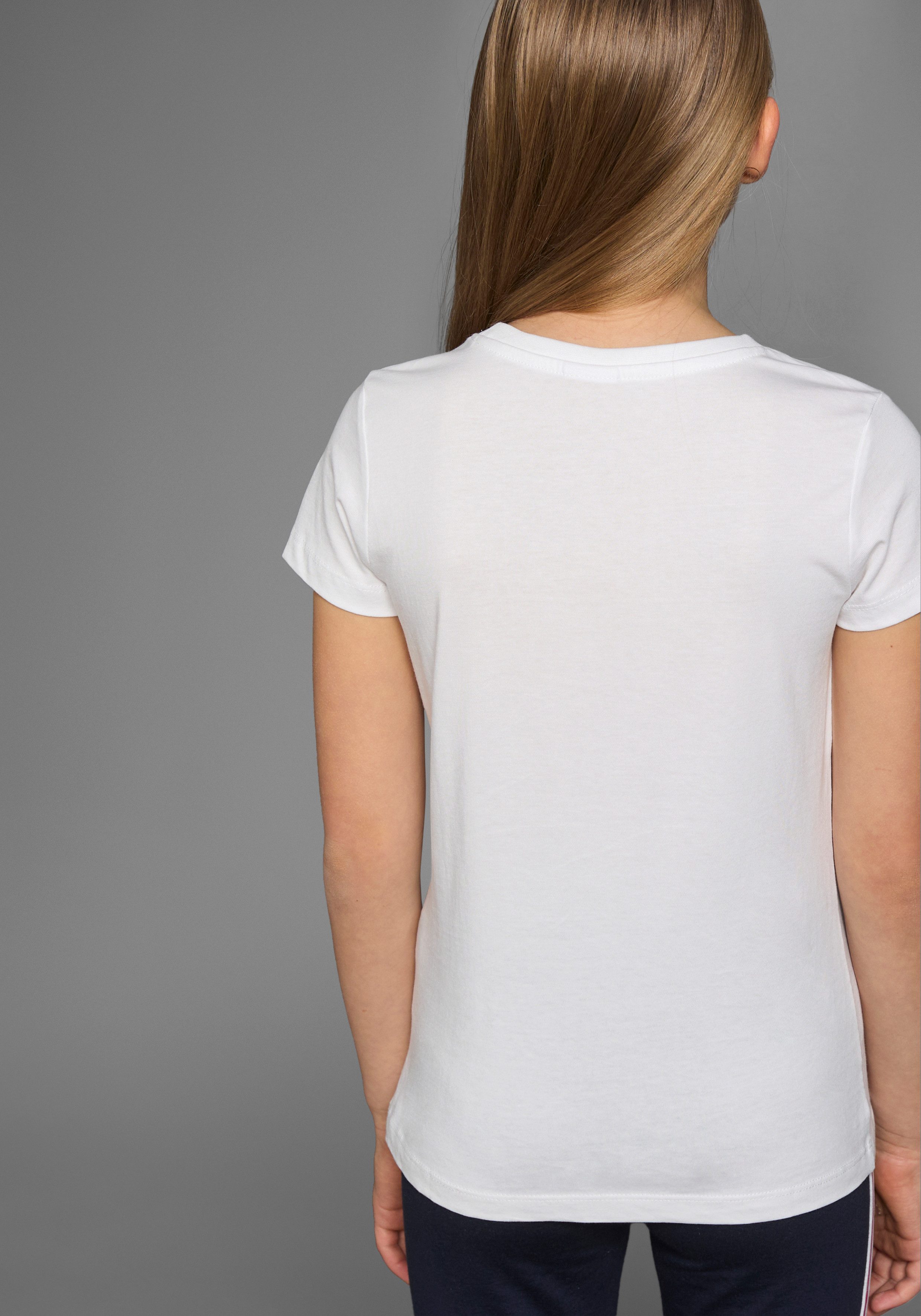 KangaROOS T-shirt Korte mouwen, getailleerde snit, met glinsterdruk