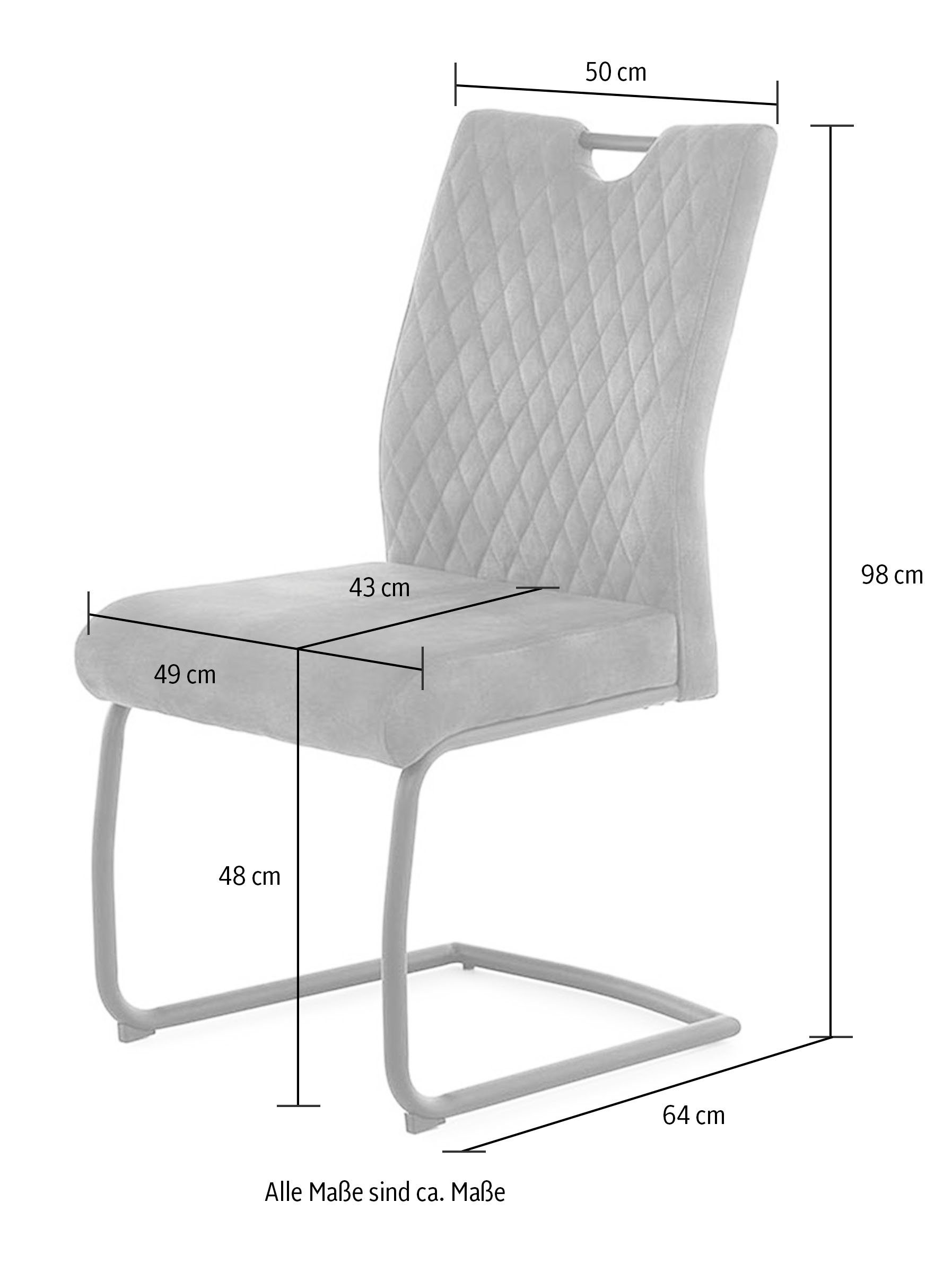 Jockenhöfer Gruppe Vrijdragende stoel Bonnie Tot 150 kg belastbaar, XL-zitbreedte, praktische handgreep achter (set, 2 stuks)