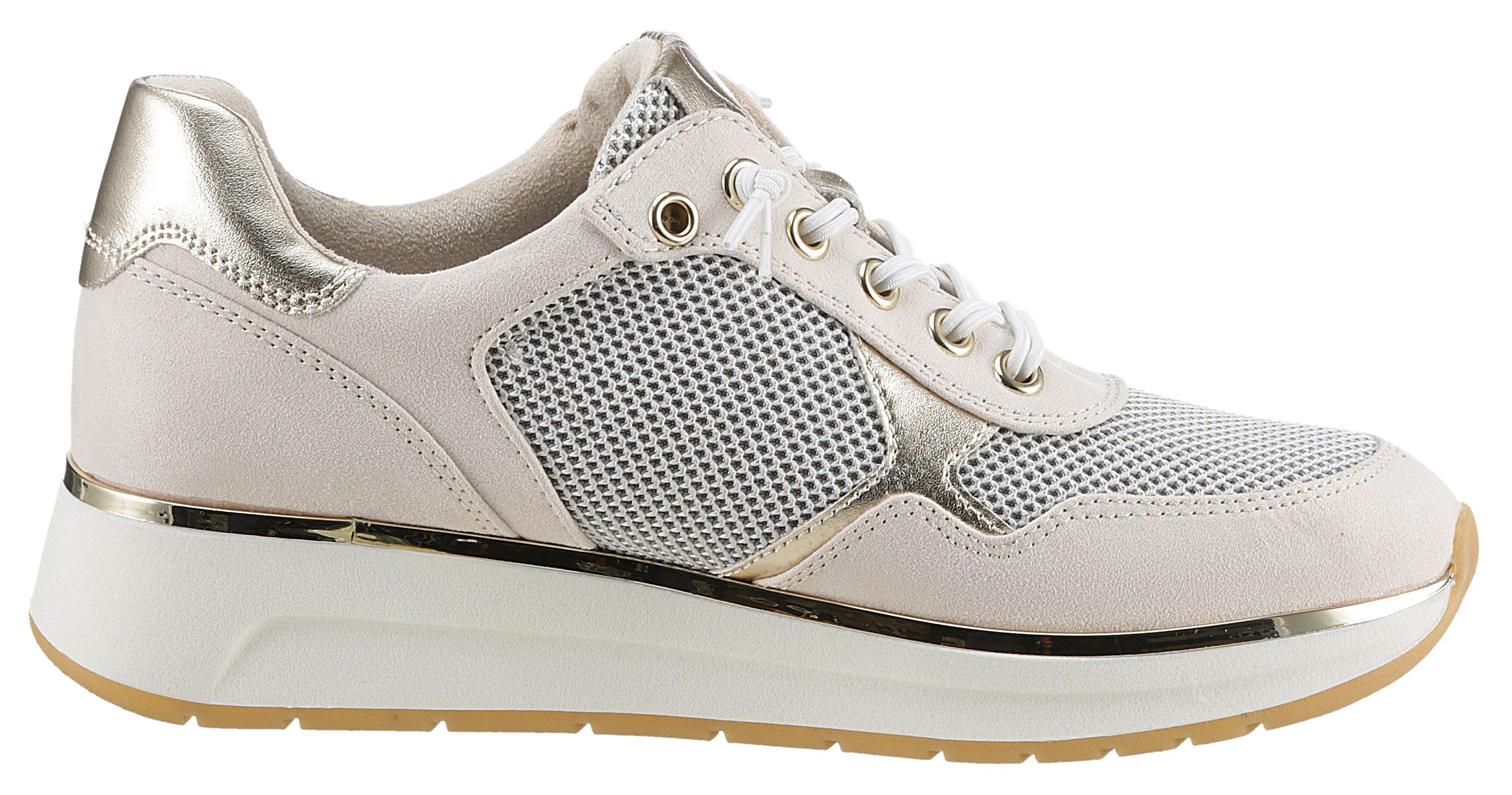 Marco Tozzi Slip-on sneakers Wedge sneaker, veterschoen, slipper met glanzende details