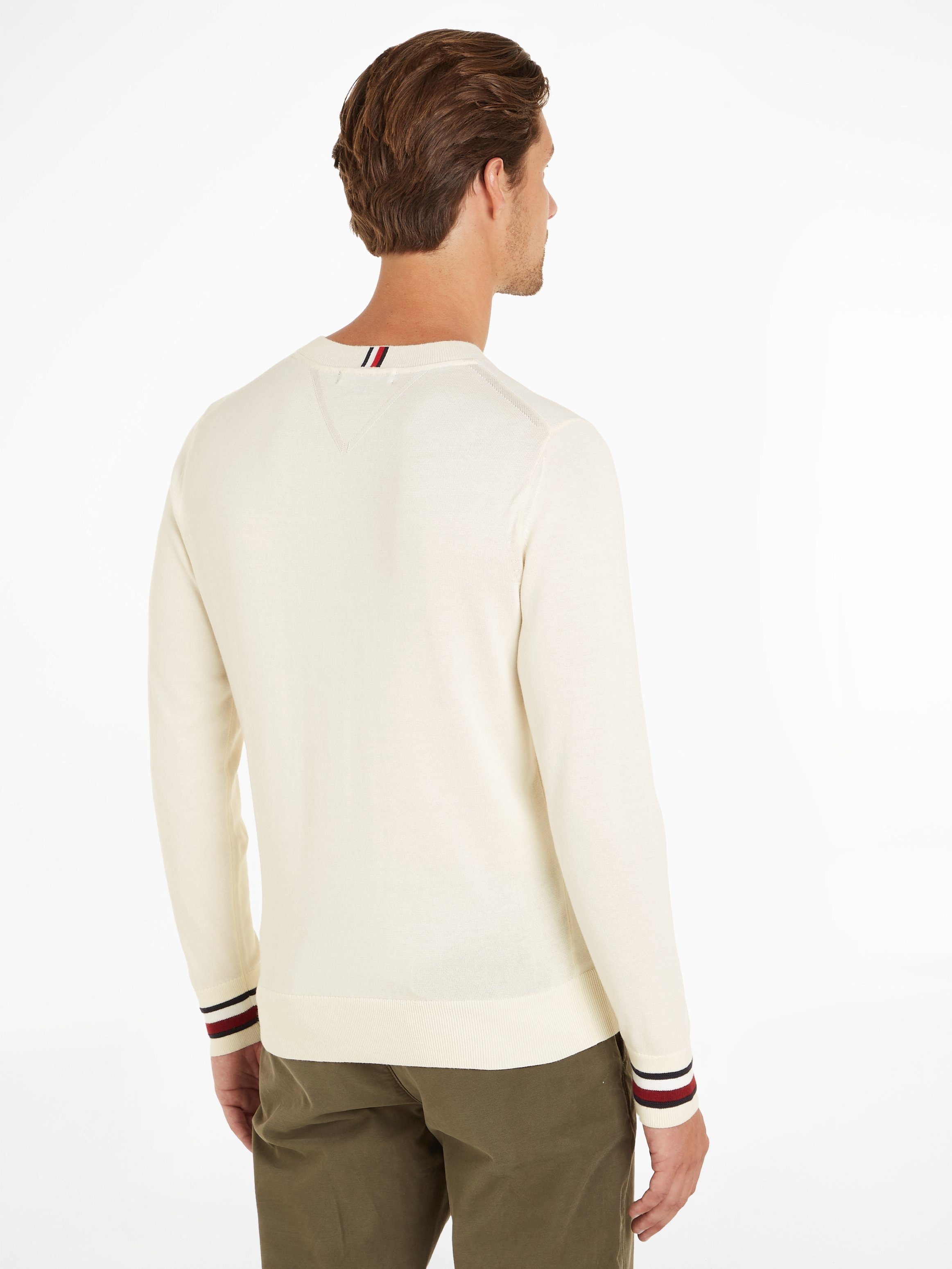 Tommy Hilfiger Gebreide trui GLOBAL STRIPE CREW NK Global-strepen op mouw- en nekafwerking