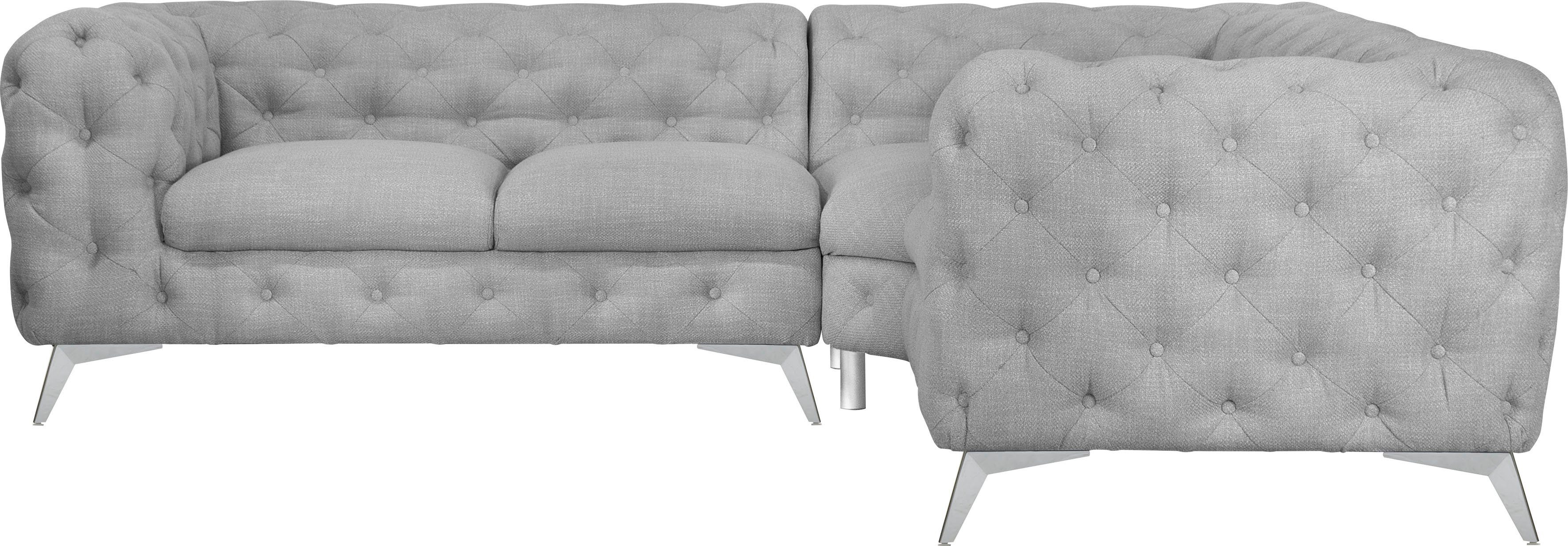 Leonique Chesterfield-bank Glynis L-vorm luxueuze capitonnage, moderne chesterfield look, kleur van de poten ter keuze