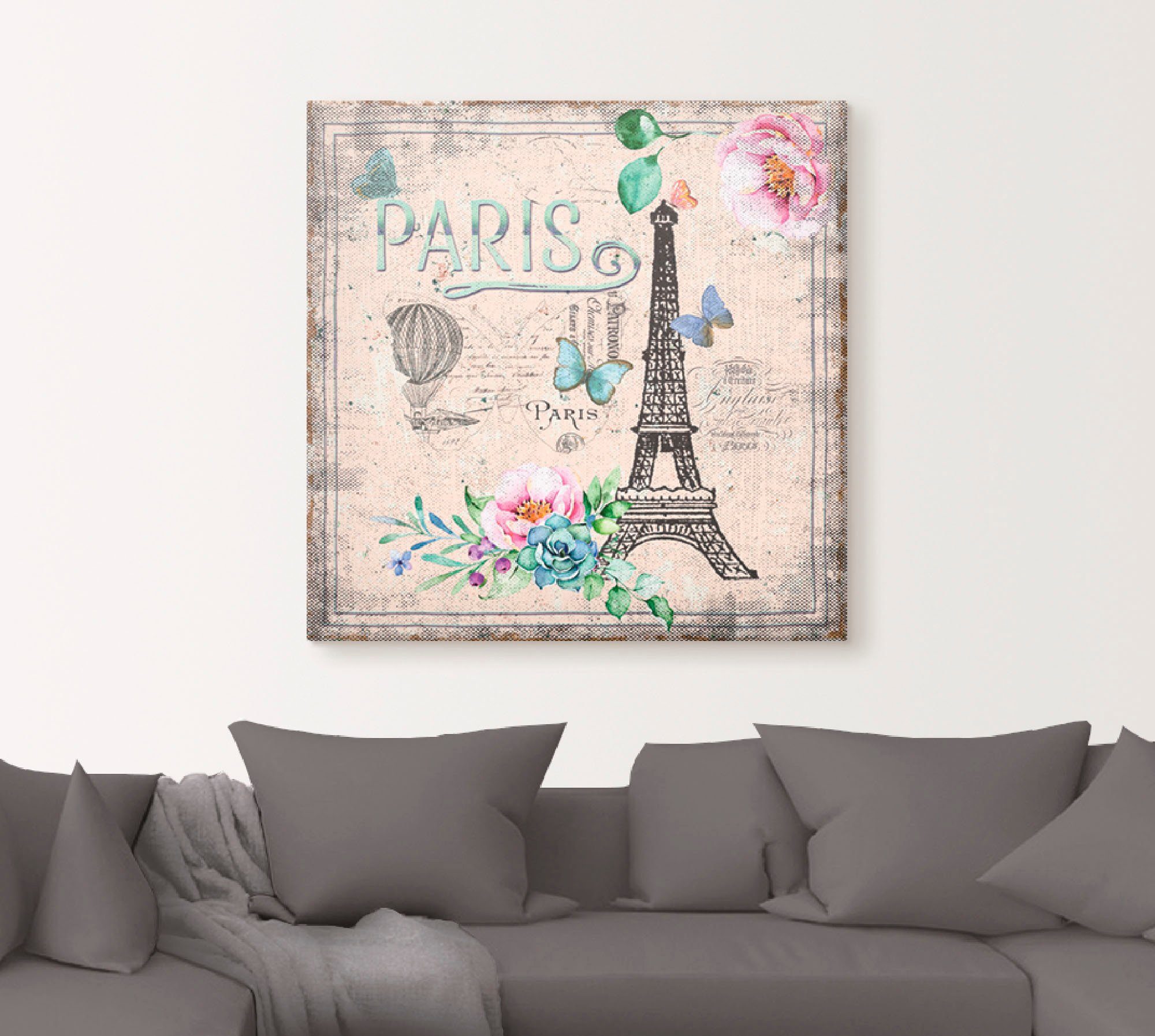 Artland Artprint op linnen Parijs - Mijn liefde gespannen op een spieraam