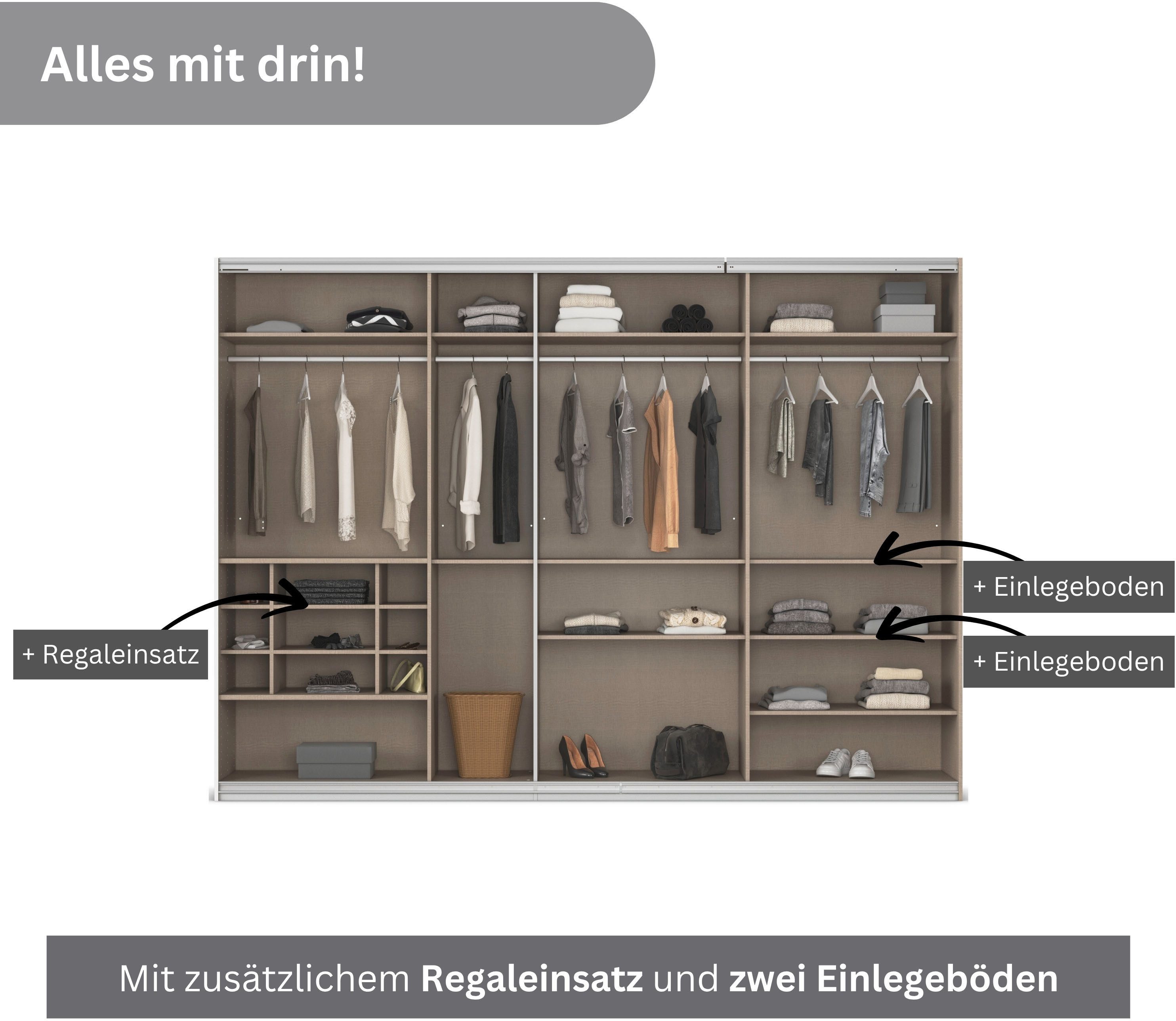 rauch Zweefdeurkast Kledingkast TOMA incl. rek inzet en extra legplanken made in germany