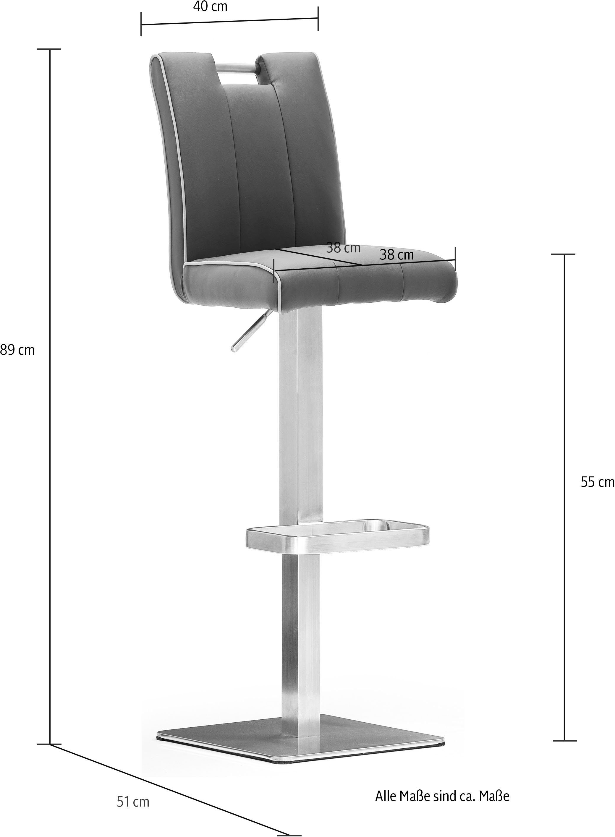 MCA furniture Bistrostoel BARBECOOL met rugleuning, vierkante voetplaat, 360° draaibaar, zithoogte van 55-80 cm