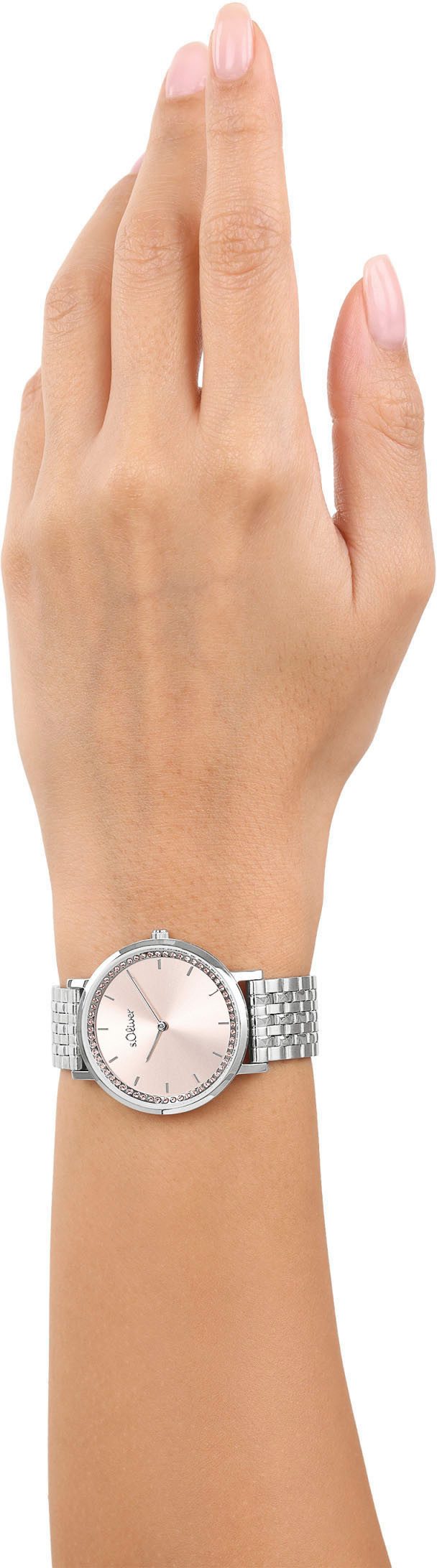 s.Oliver Kwartshorloge Horloge, dameshorloge, stalen band, analoog, zirkonia (synth.)