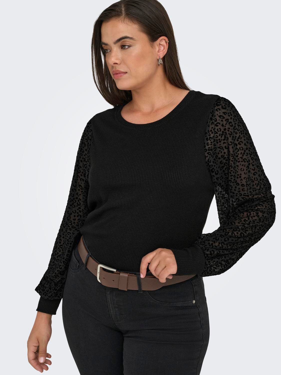 ONLY CARMAKOMA Shirt met lange mouwen CARVELENA L/S O-NECK BLOUSE JRS