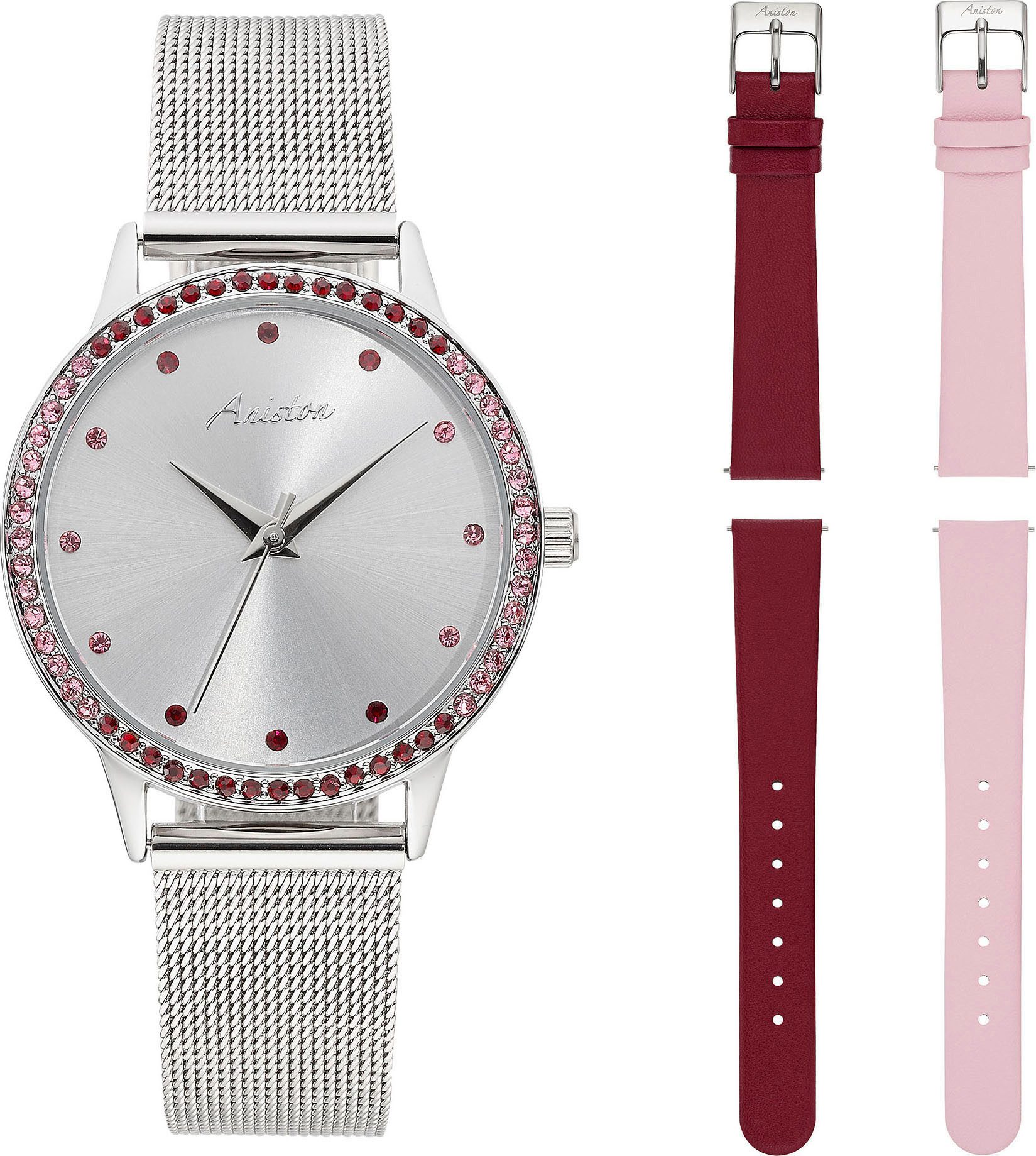 Aniston JEWELRY & WATCHES Kwartshorloge Horloge, dameshorloge, ideaal ook als cadeau, nieuwe collectie (set,...