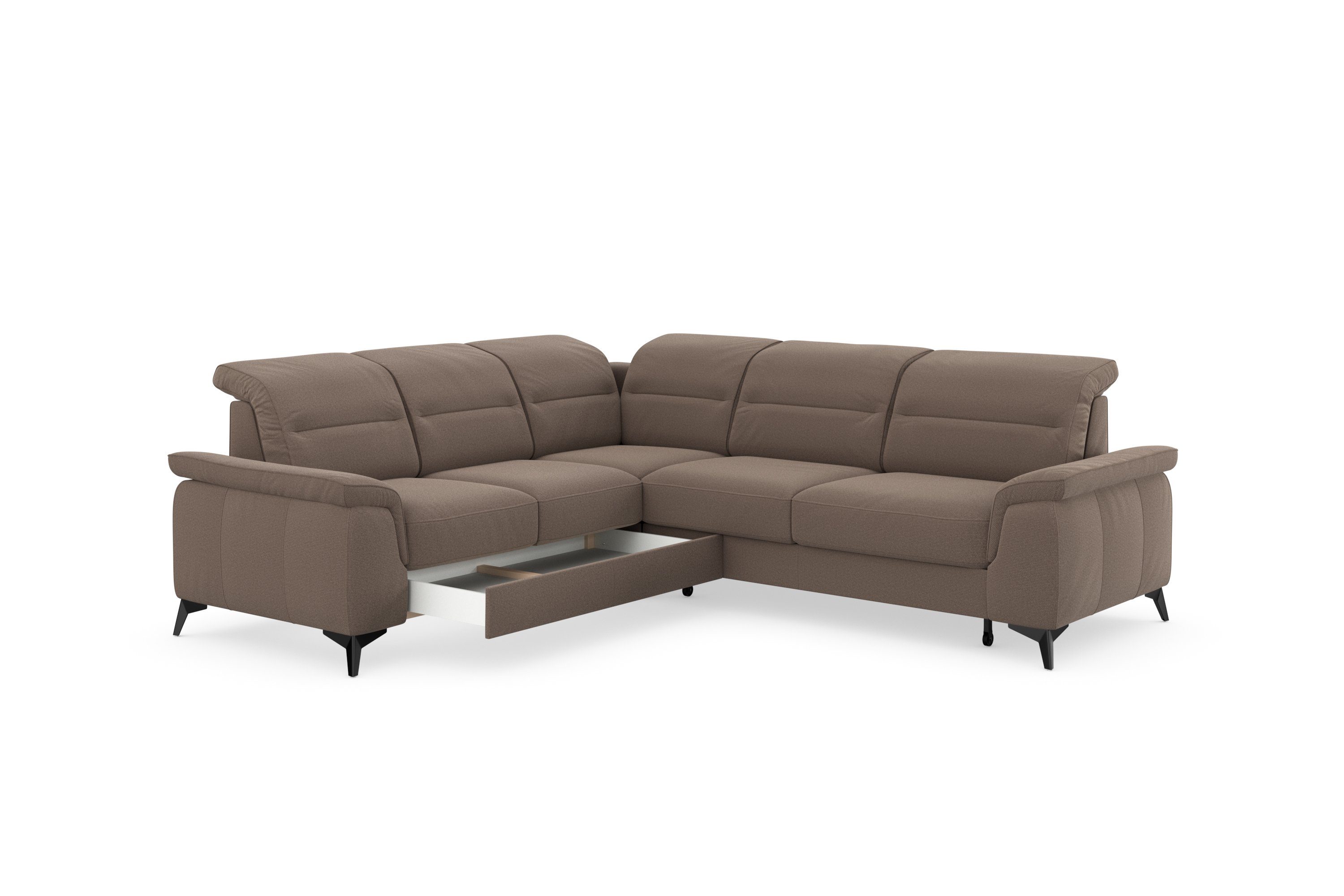 sit&more Hoekbank Sinatra L-vorm optioneel met verstelbare hoofdsteun en armleuning, metalen poten