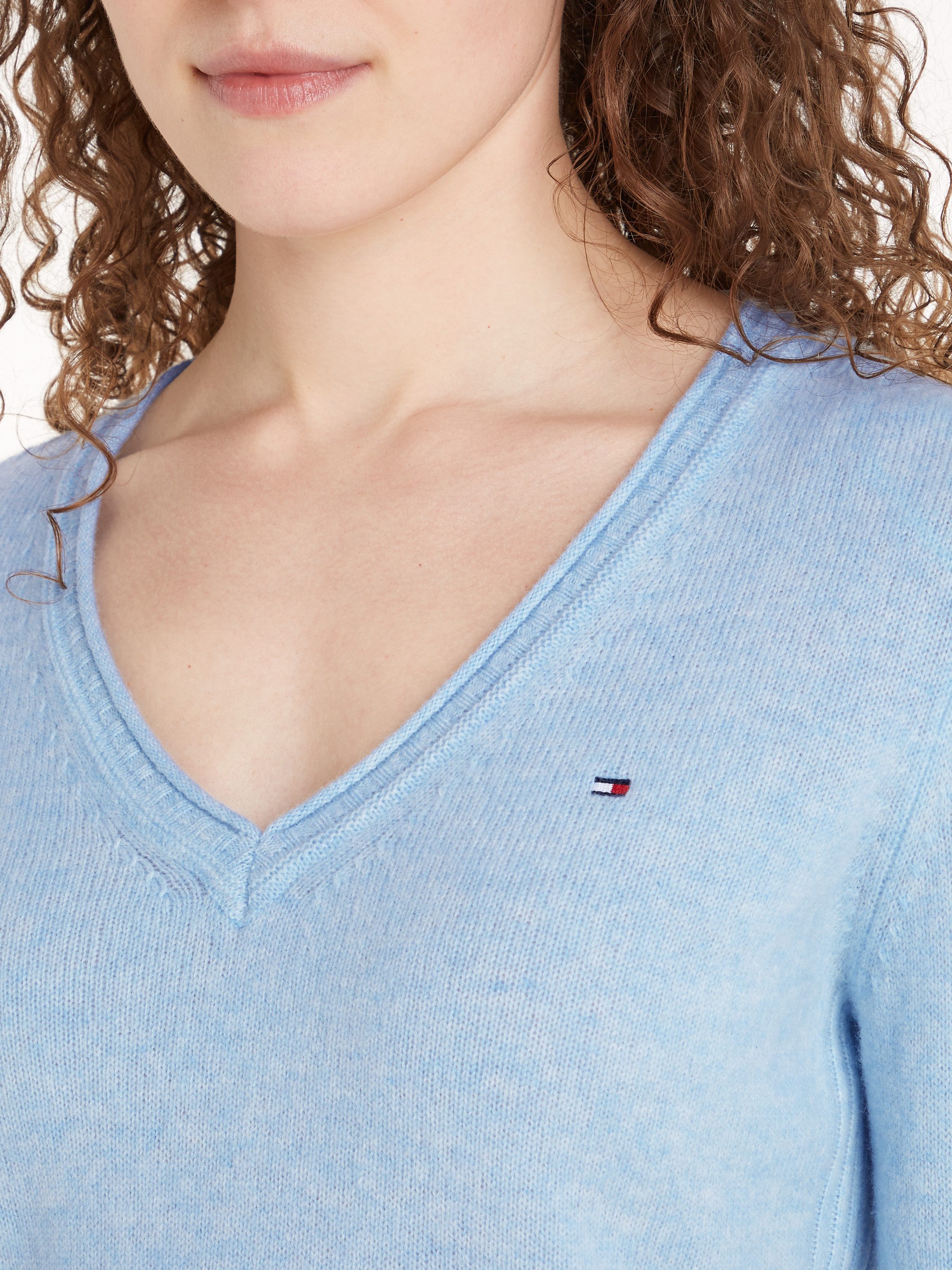 Tommy Hilfiger Gebreide trui SOFT WOOL V-NK SWEATER met v-hals van 100% wol