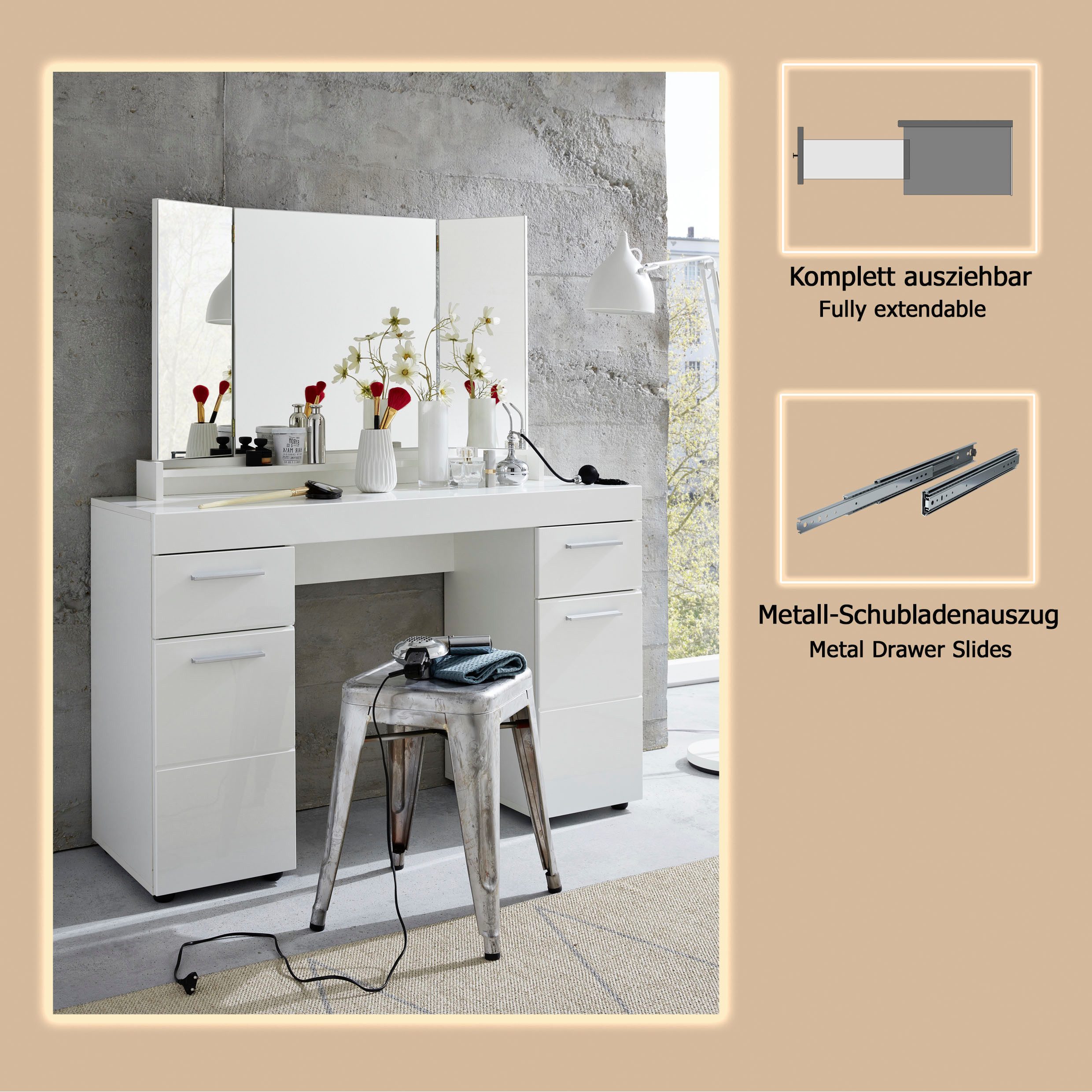 INOSIGN Make-uptafel Avena incl. spiegel (set)