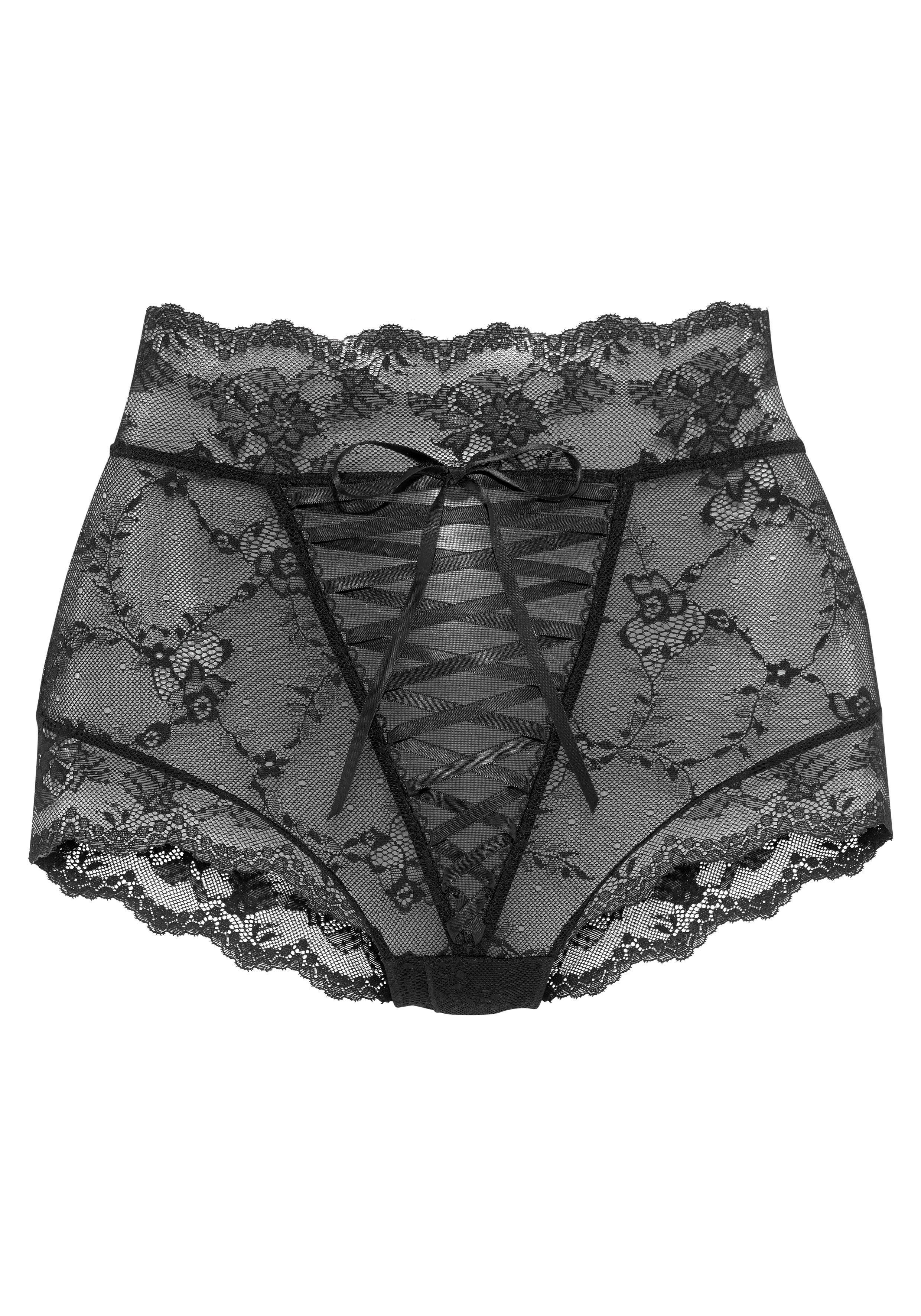 Lascana High-waist-slip-ouvert met spannende vetersluiting, sexy lingerie, sexy lingerie