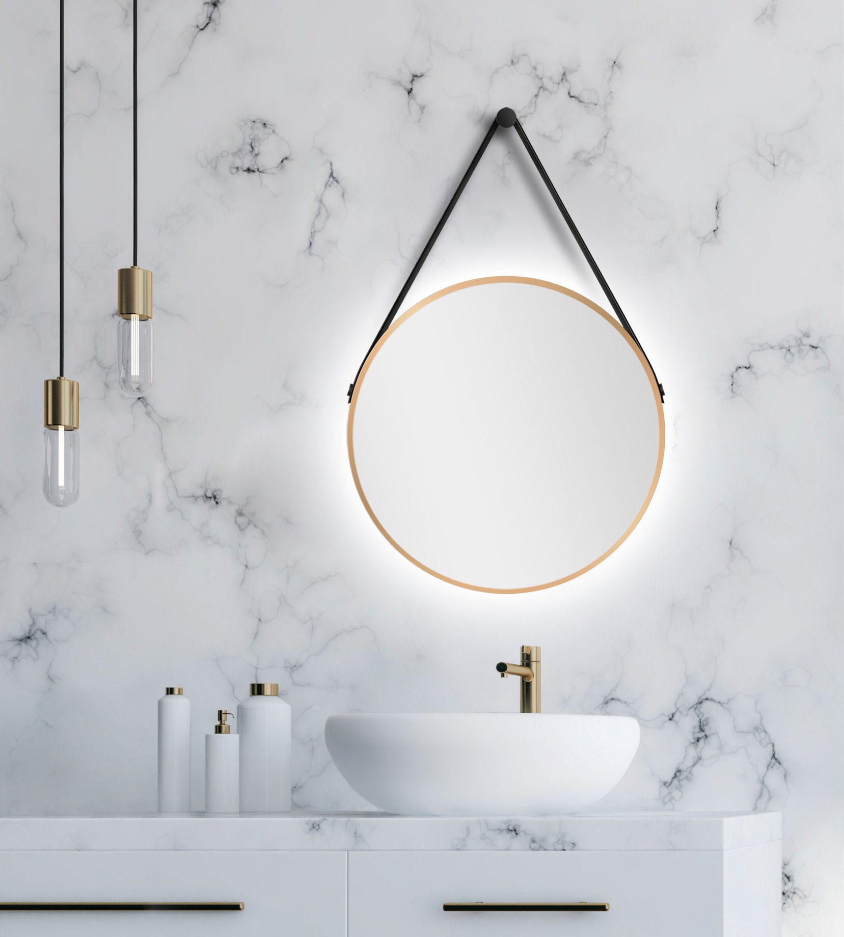 Talos Led-lichtspiegel rond, met indirecte ledverlichting, mat ø 50 cm