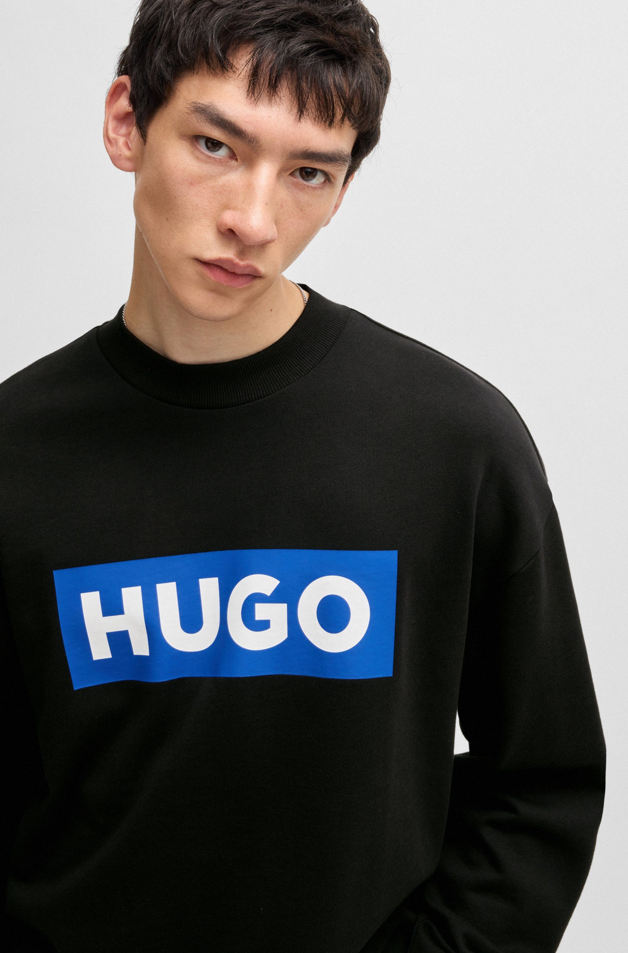 HUGO Blue Sweatshirt Niero met logoprint