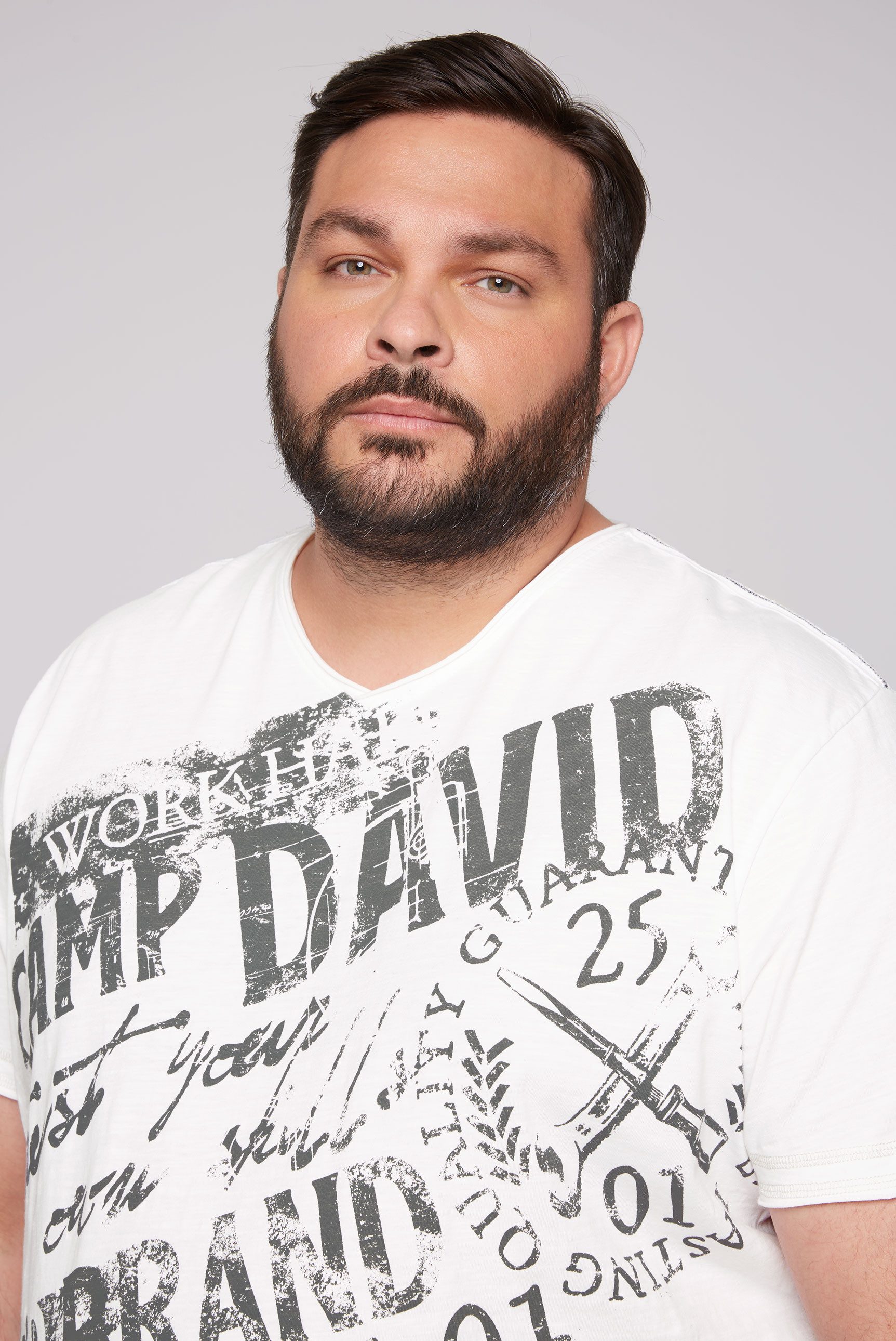 CAMP DAVID T-shirt met merkopschrift voor