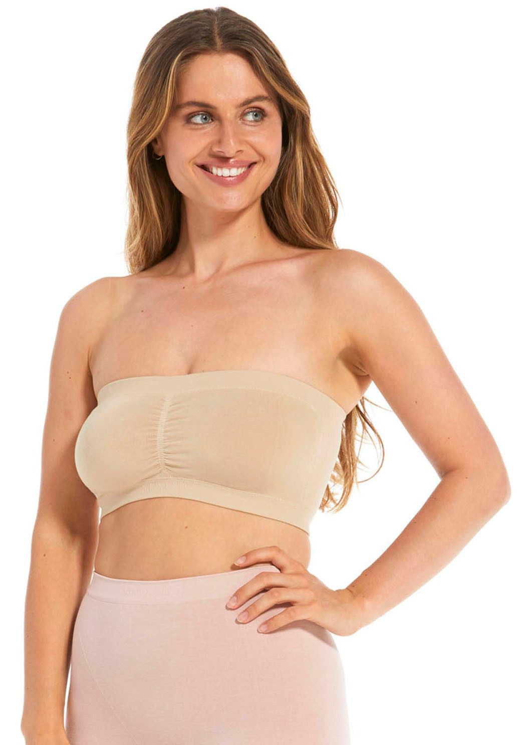 Magic Body Fashion Bandeau-bh Comfort Bandeau met uitneembare vullingen dames strapless bh's maat M beige