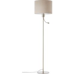 luettenhuett staande ledlamp luechte staande lamp met stoffen kap greige oe 42 cm en flexibele leesarm, leeslamp en grootlicht afzonderlijk schakelbaar, hoogte 169 cm grijs