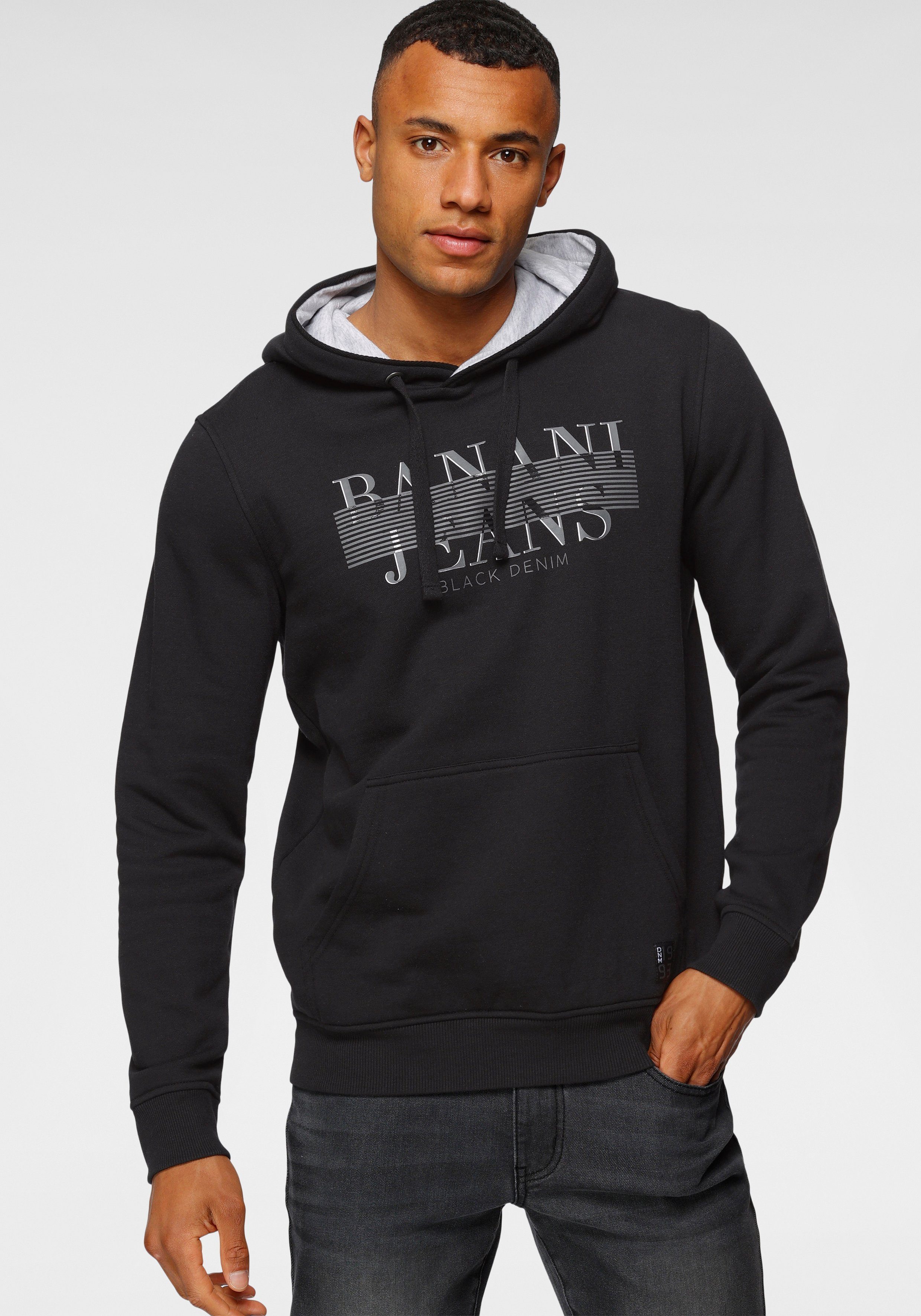 Bruno Banani Hoodie smalle pasvorm, bedrukt ontwerp, van katoenmix