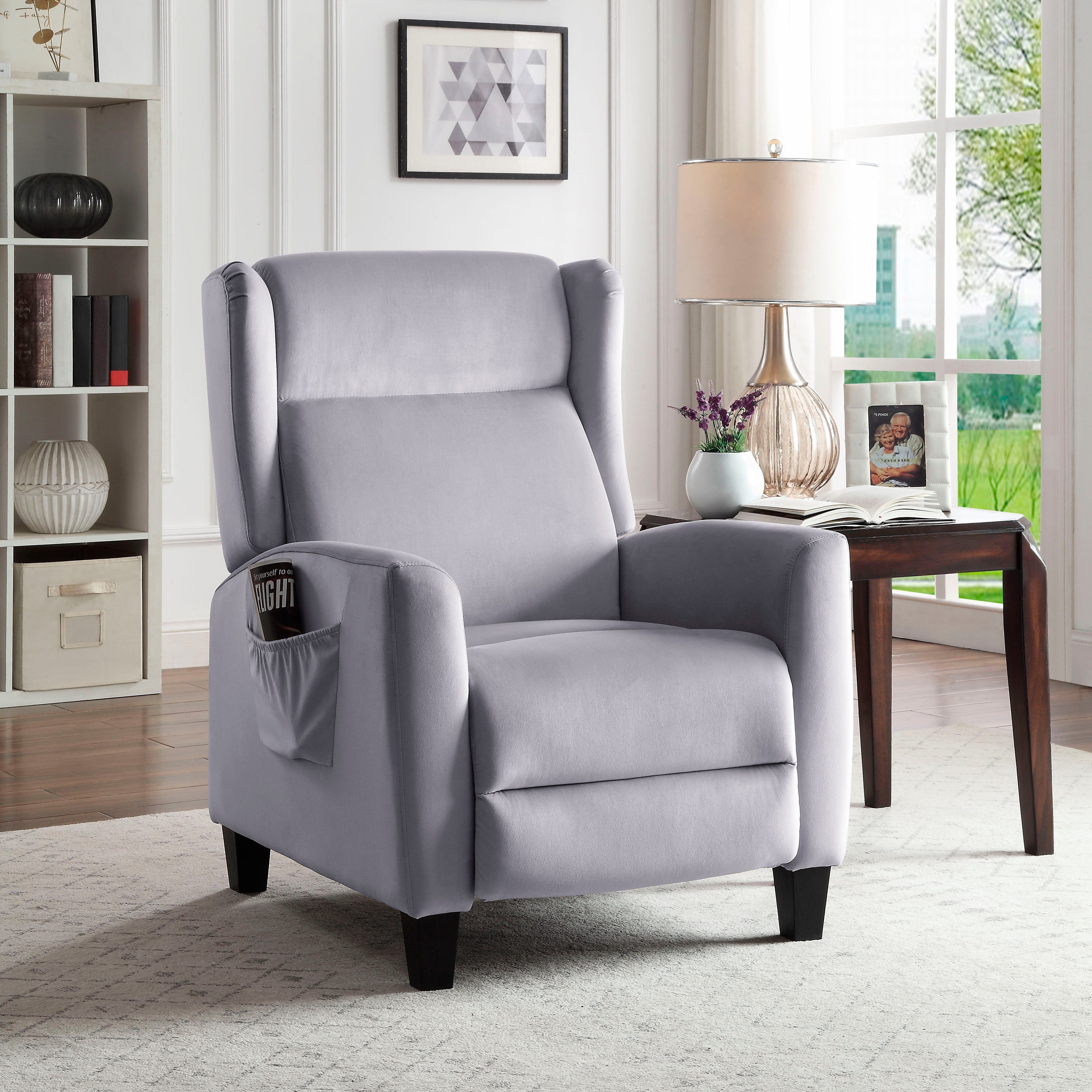 ATLANTIC home collection Relaxfauteuil Timo klassieke oorfauteuil met relaxfunctie en praktisch zijvak