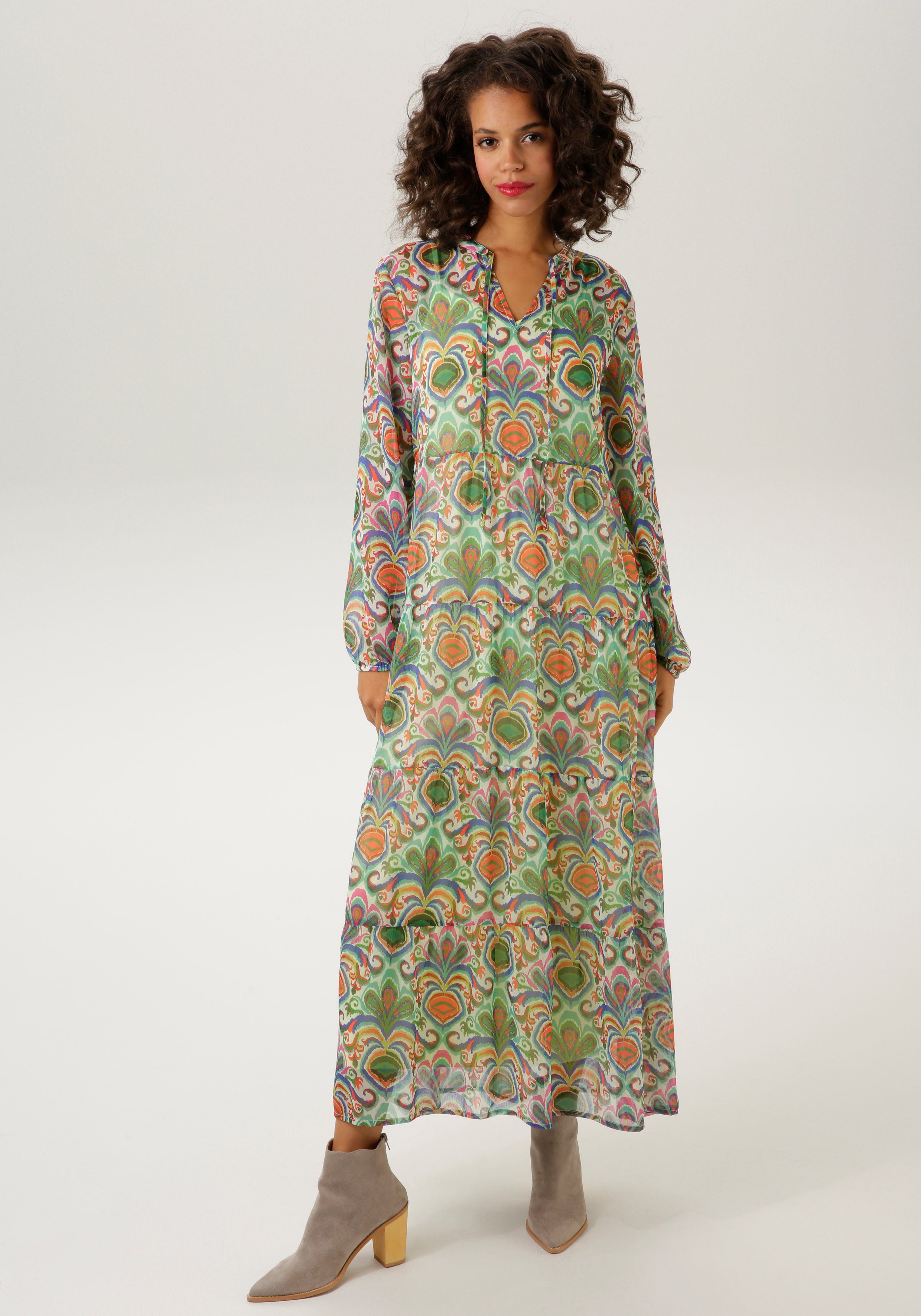 Aniston CASUAL Maxi-jurk met kleurrijke extravagante druk
