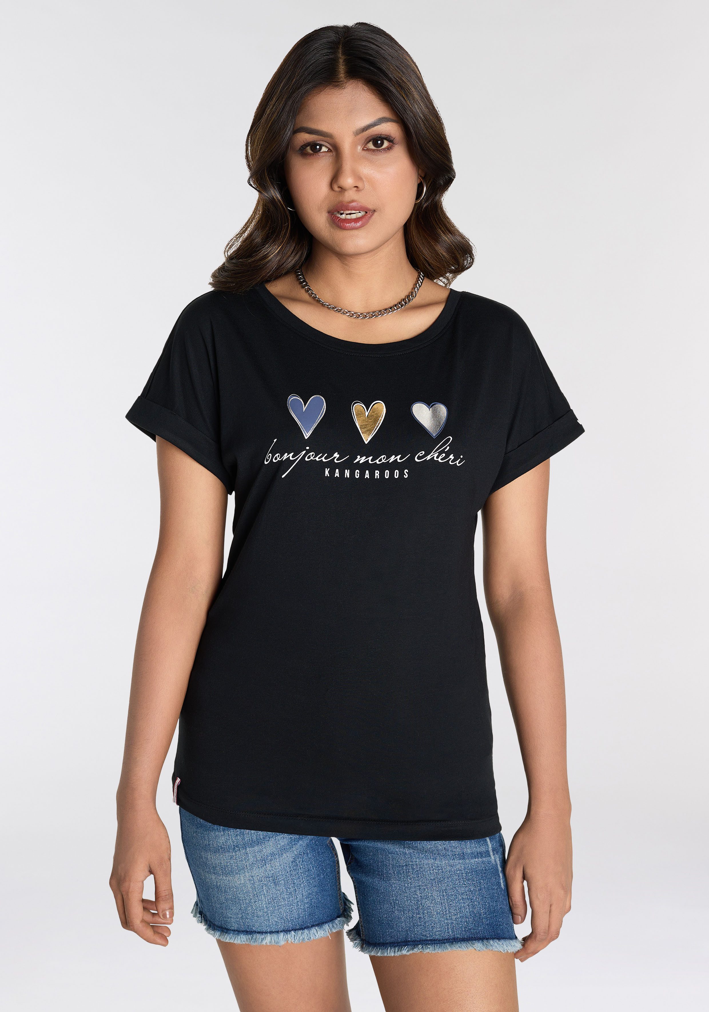 KangaROOS Shirt met korte mouwen met schattige hartlogoprint
